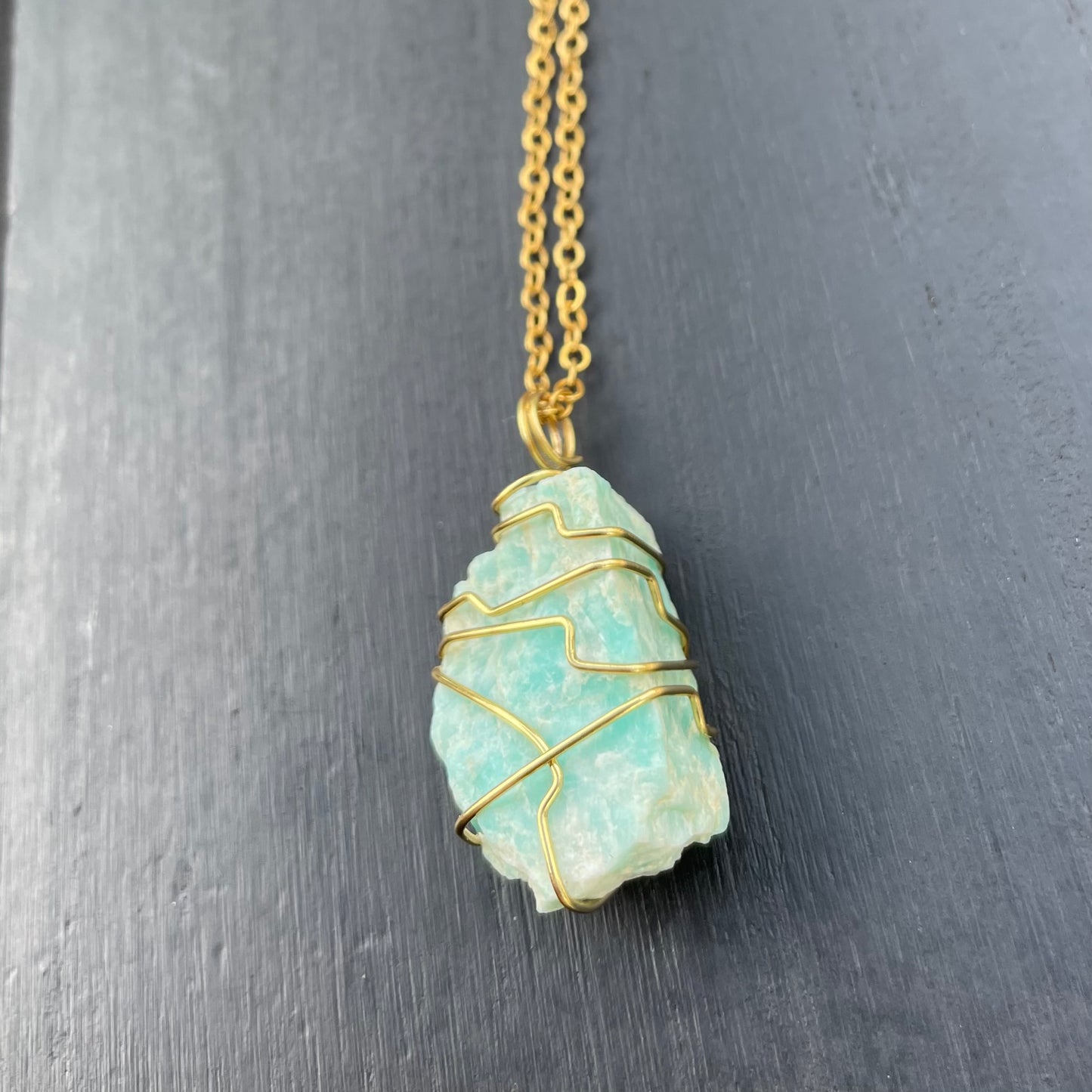 Amazonite wire wrap necklace