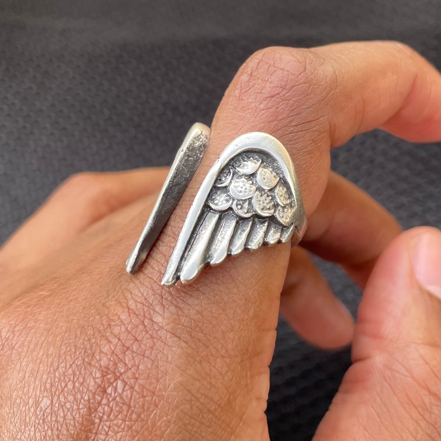 Angel wings antique silver brass