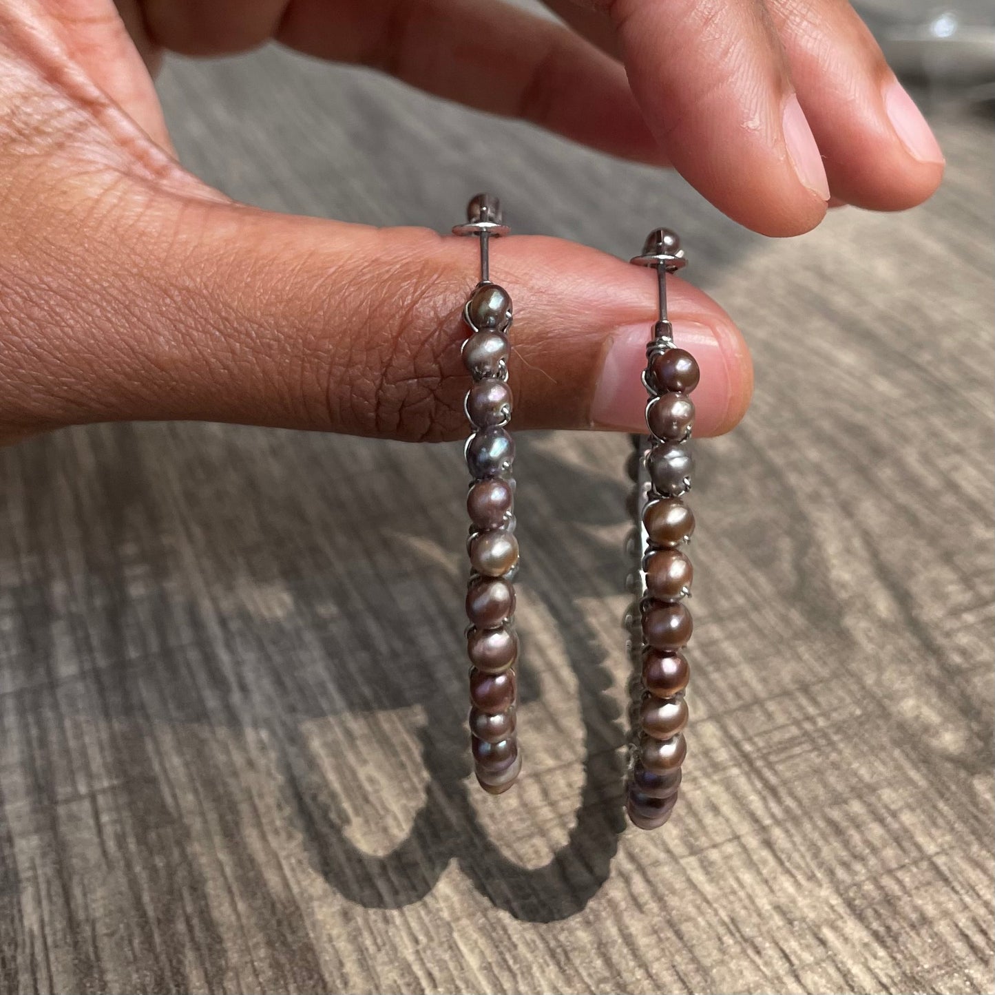 Freshwater pearl hoops