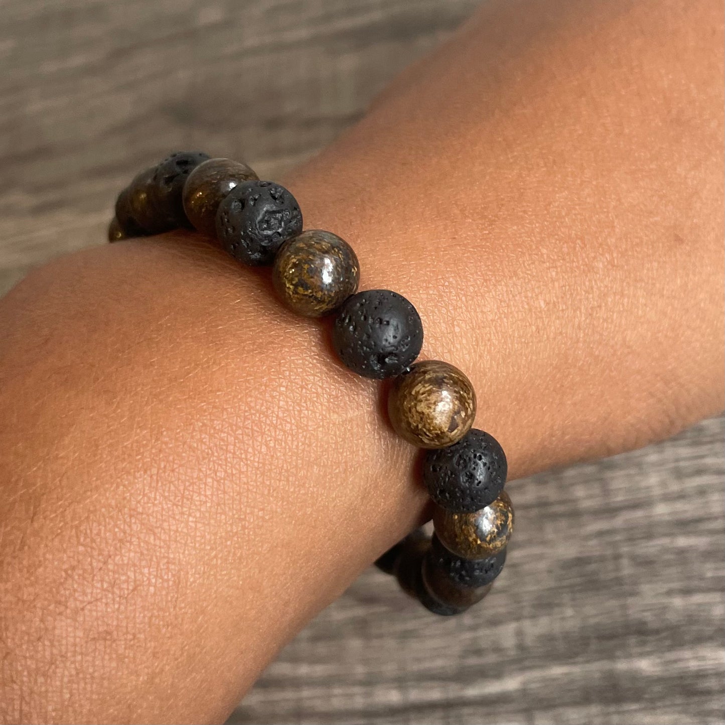 Bronzite and Lava Stone 8mm