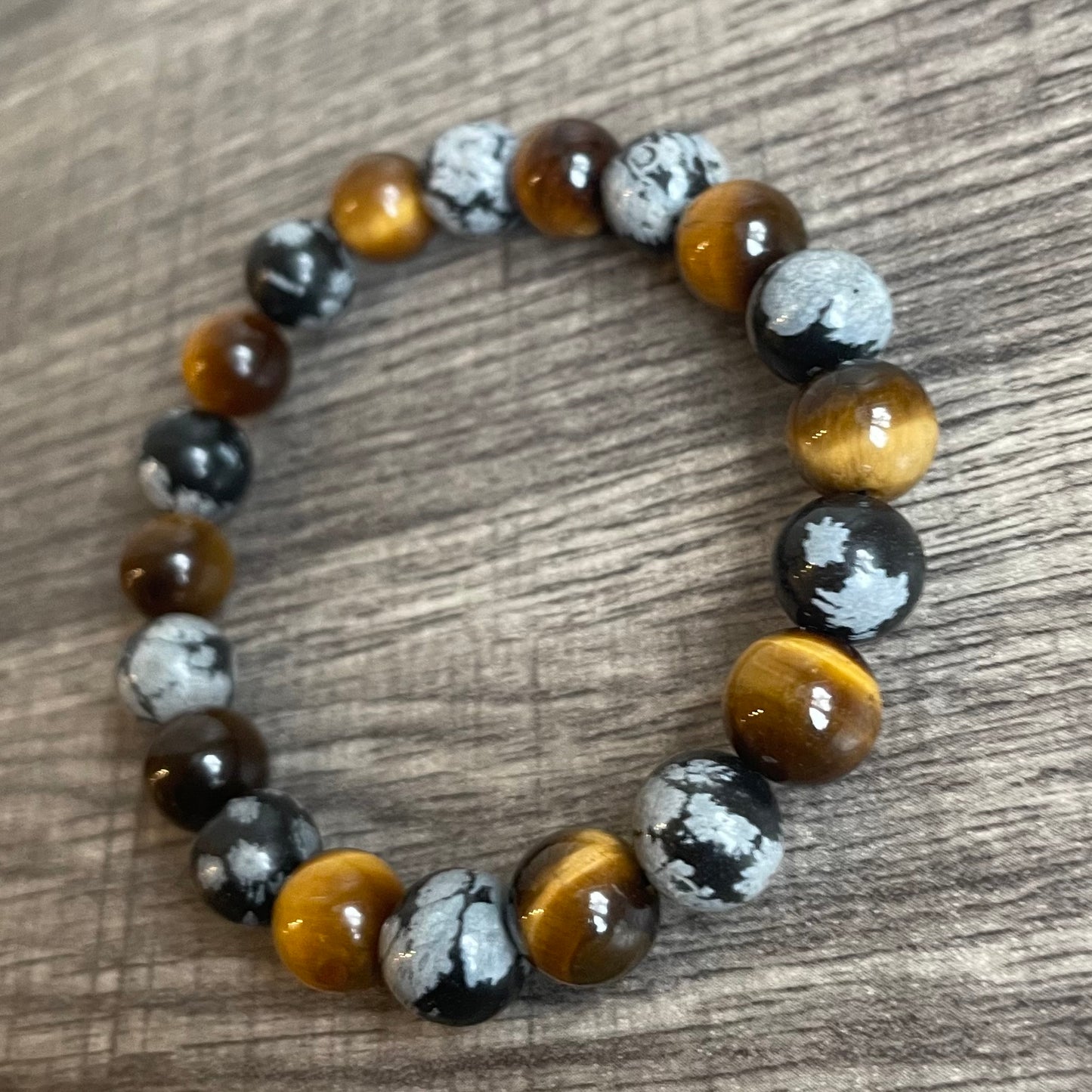 Tigers Eye and Snowflake Obsidian 10mm