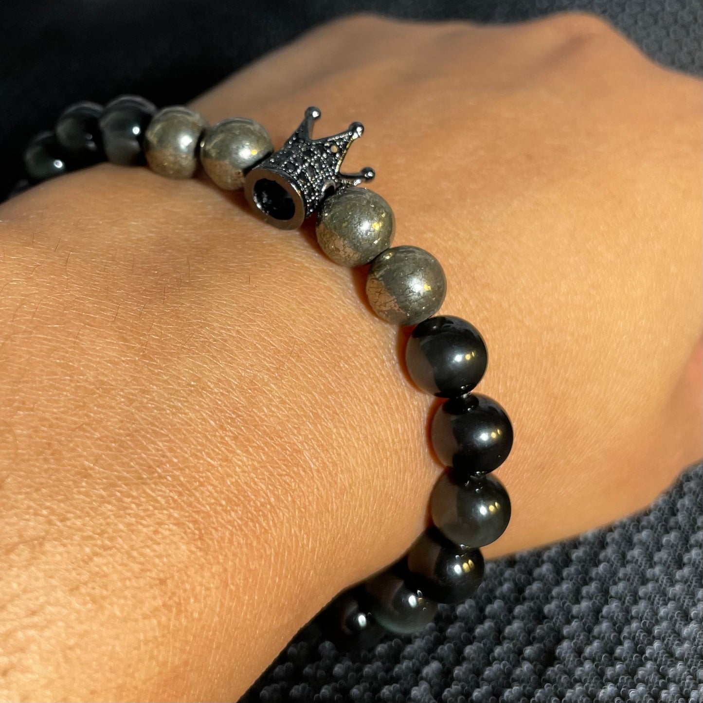 Pyrite Mo’ Obsidian Crown