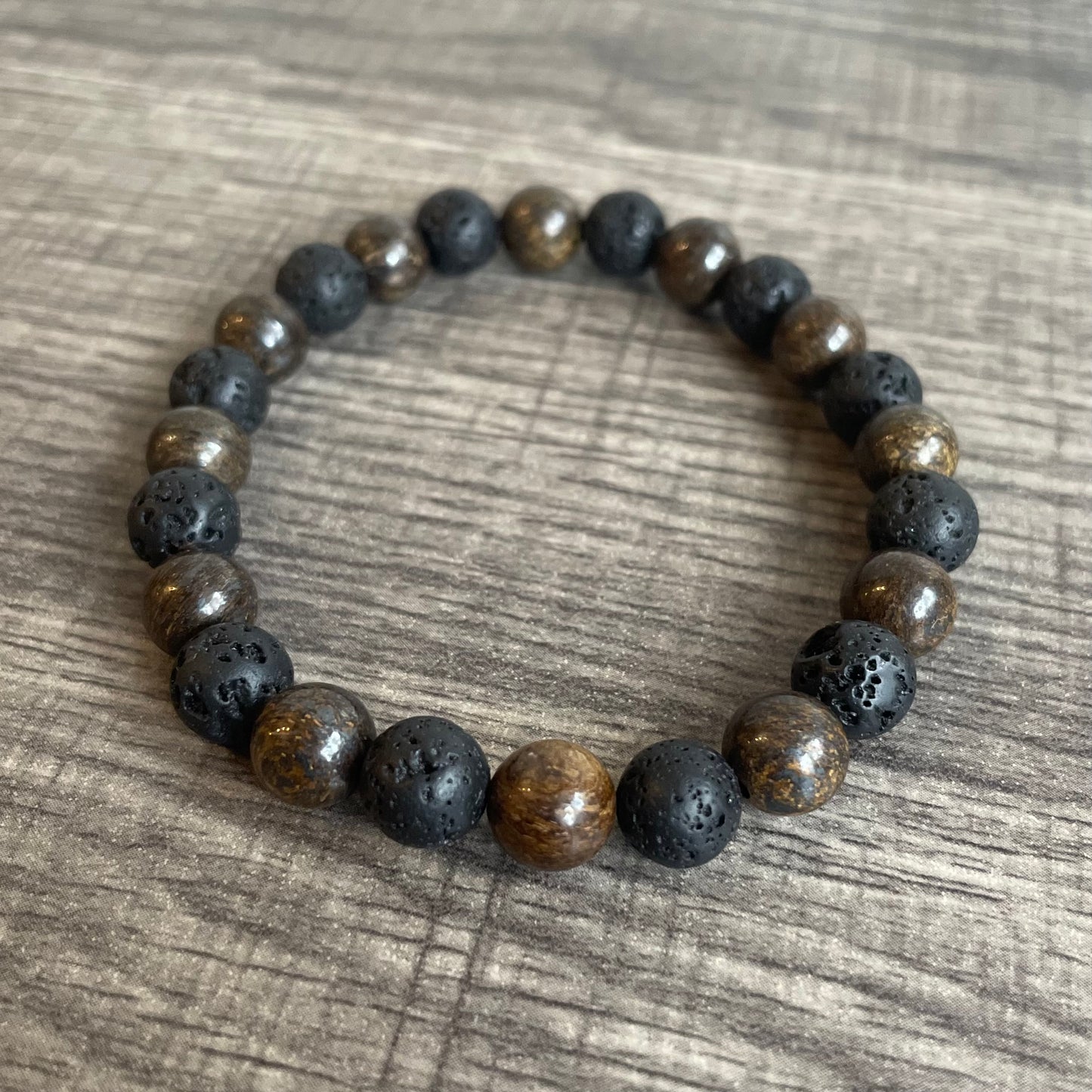 Bronzite and Lava Stone 8mm
