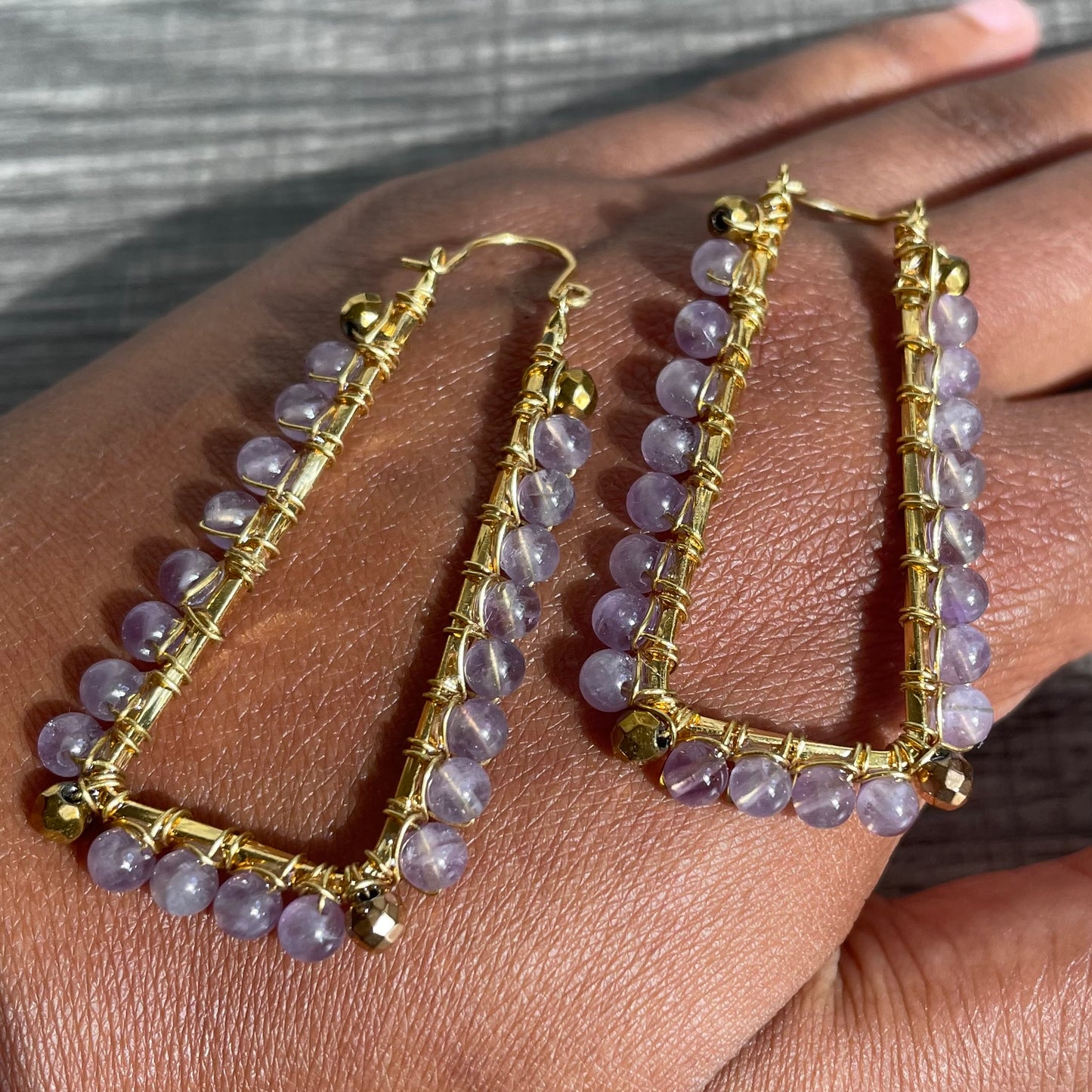 Amethyst Rectangular Hoops