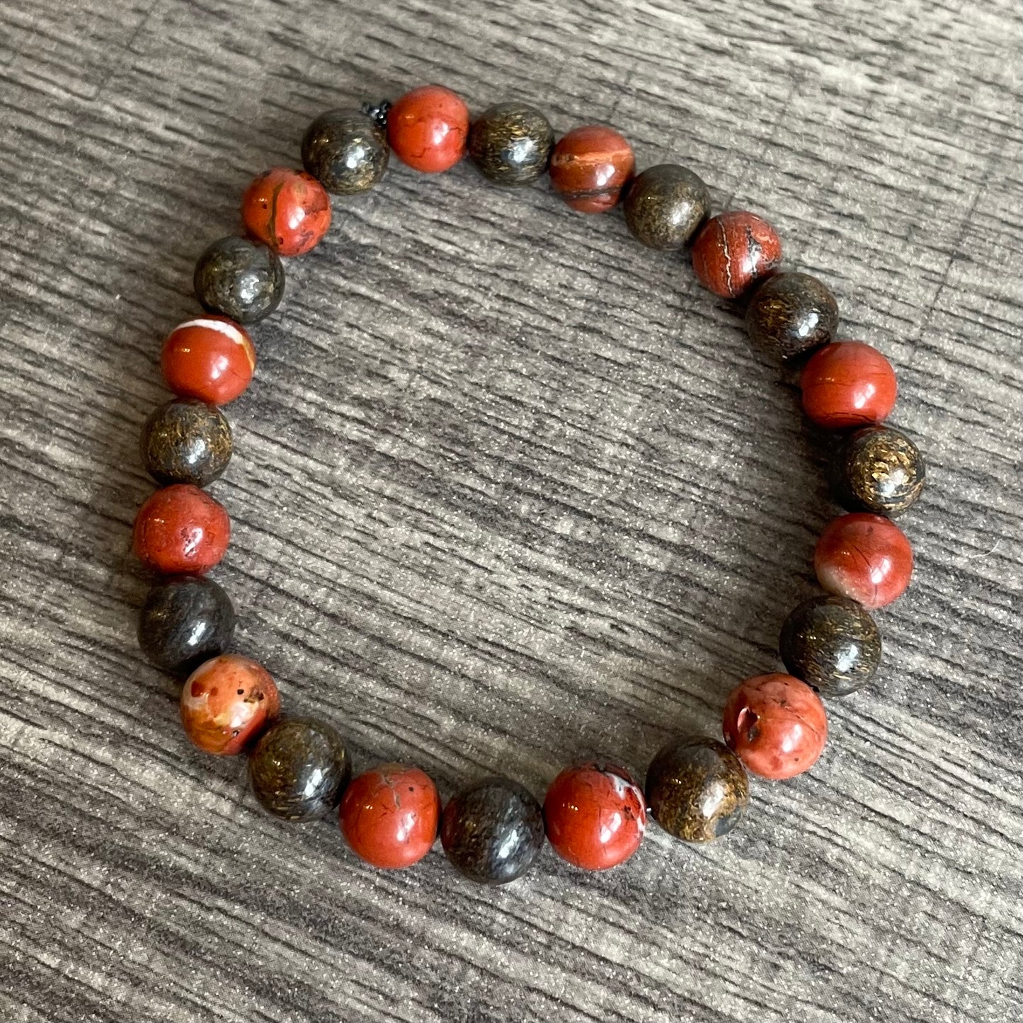 Red Jasper and Bronzite 8mm
