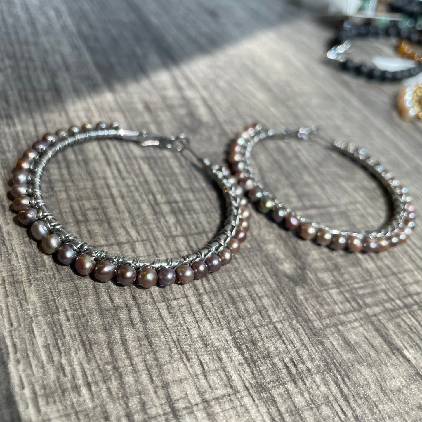Freshwater pearl hoops