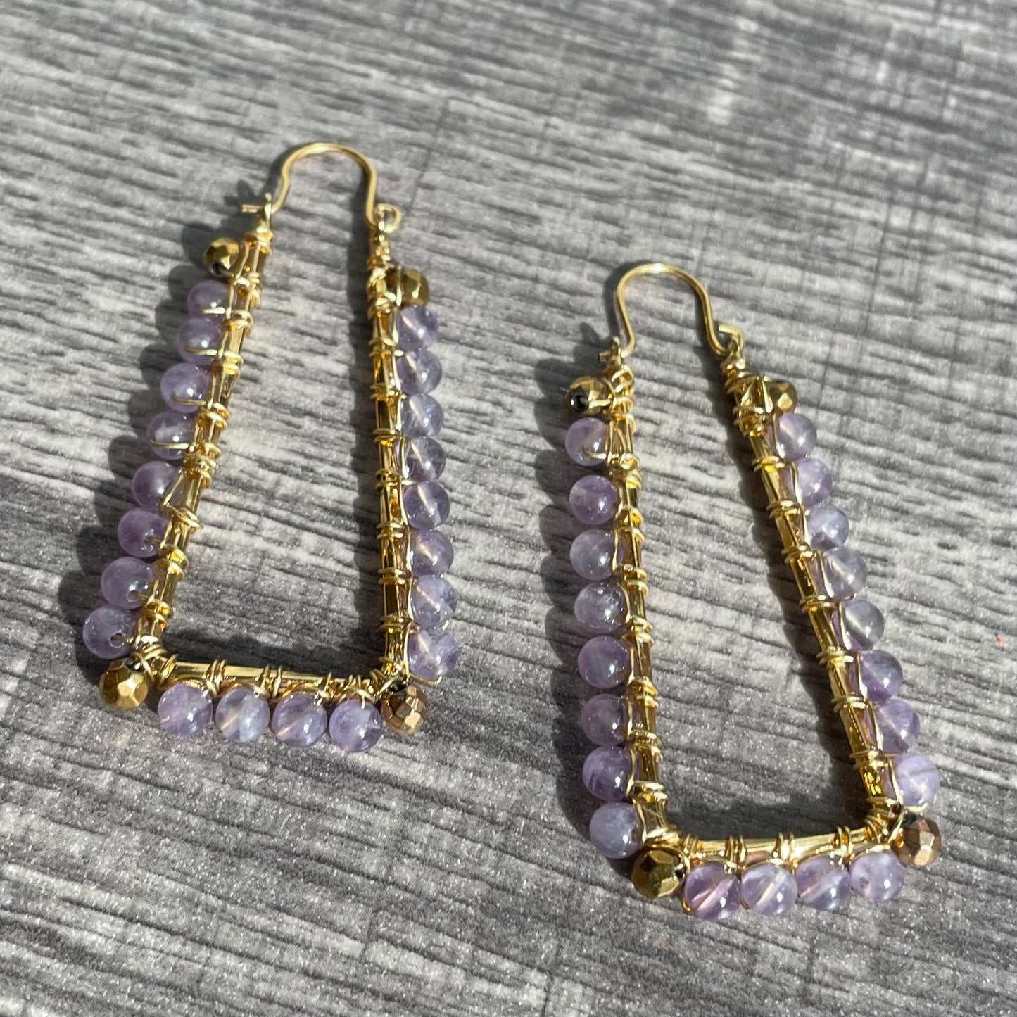 Amethyst Rectangular Hoops