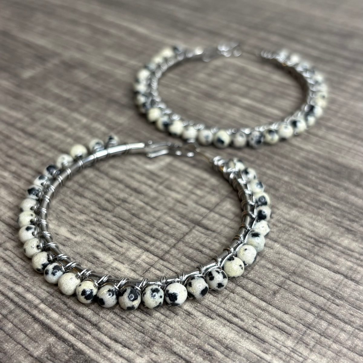 Dalmatian Jasper Large Hoops