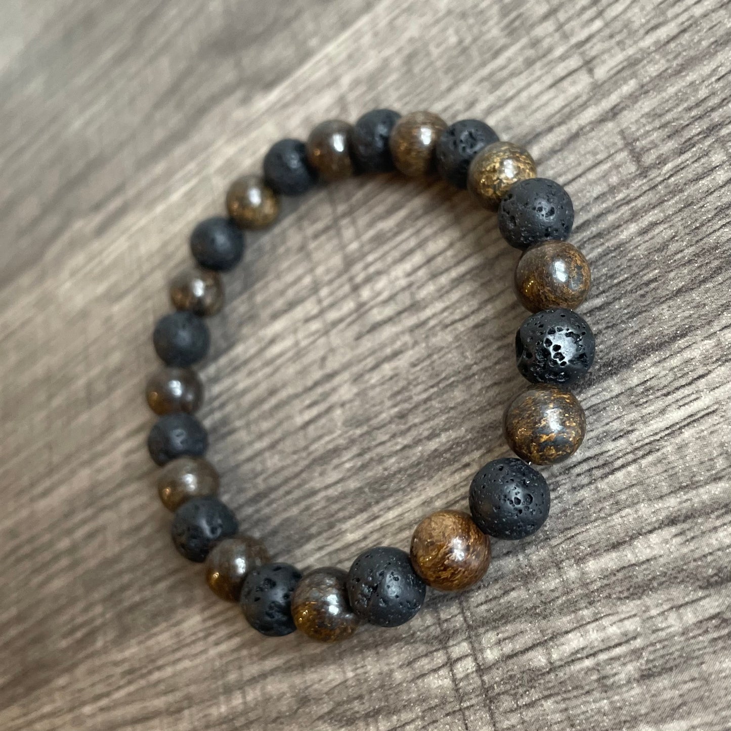 Bronzite and Lava Stone 8mm