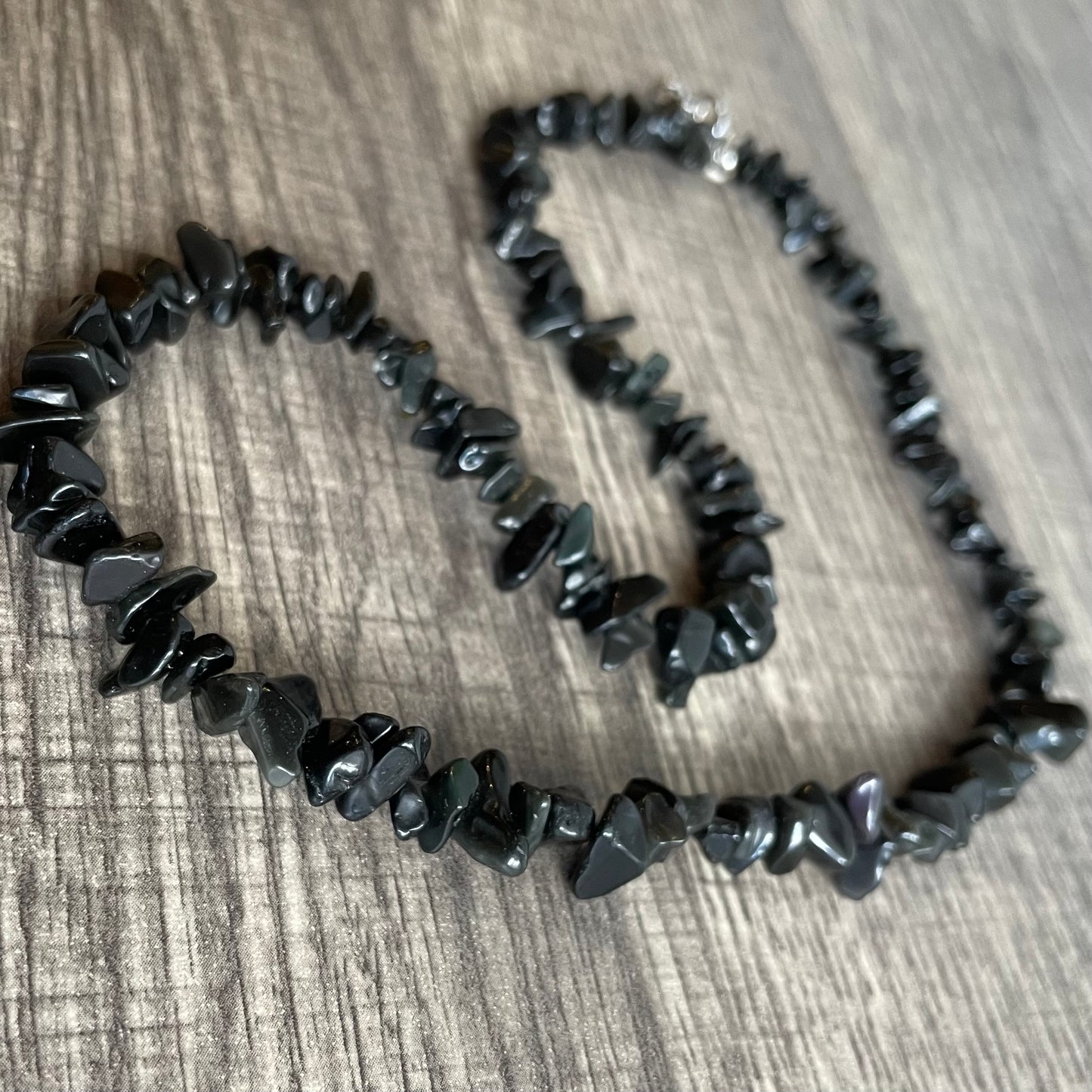 Obsidian chip necklace