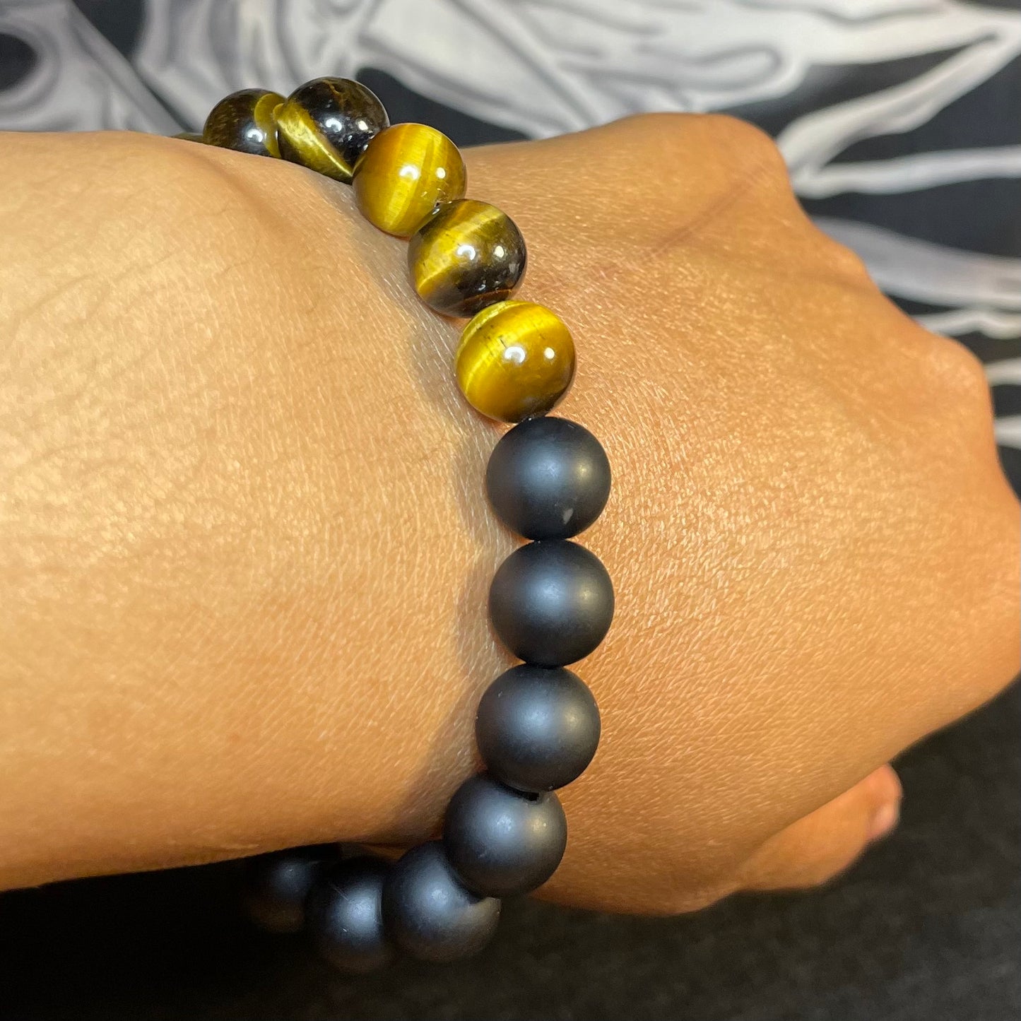 Yin Yang Tiger’s Eye and Black Onyx 10mm