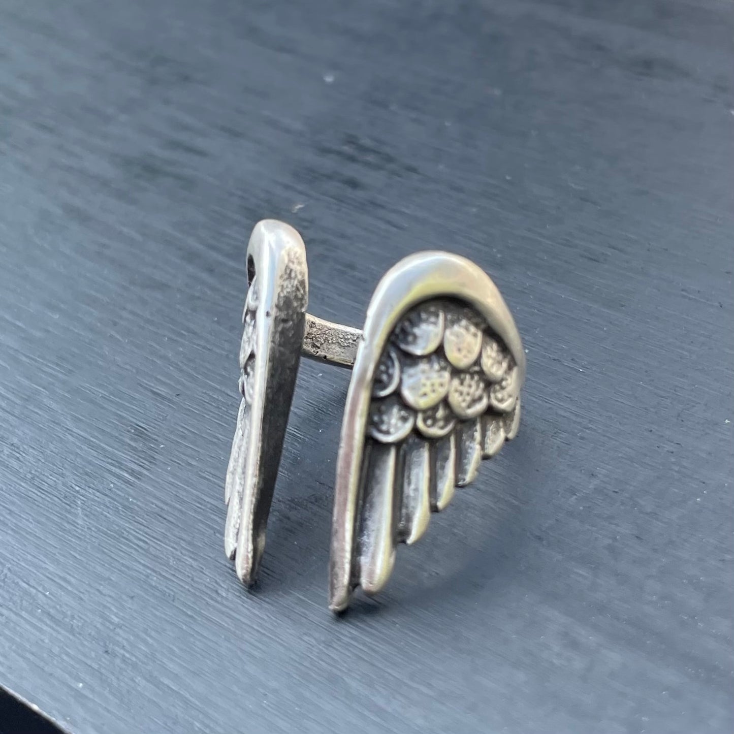 Angel wings antique silver brass