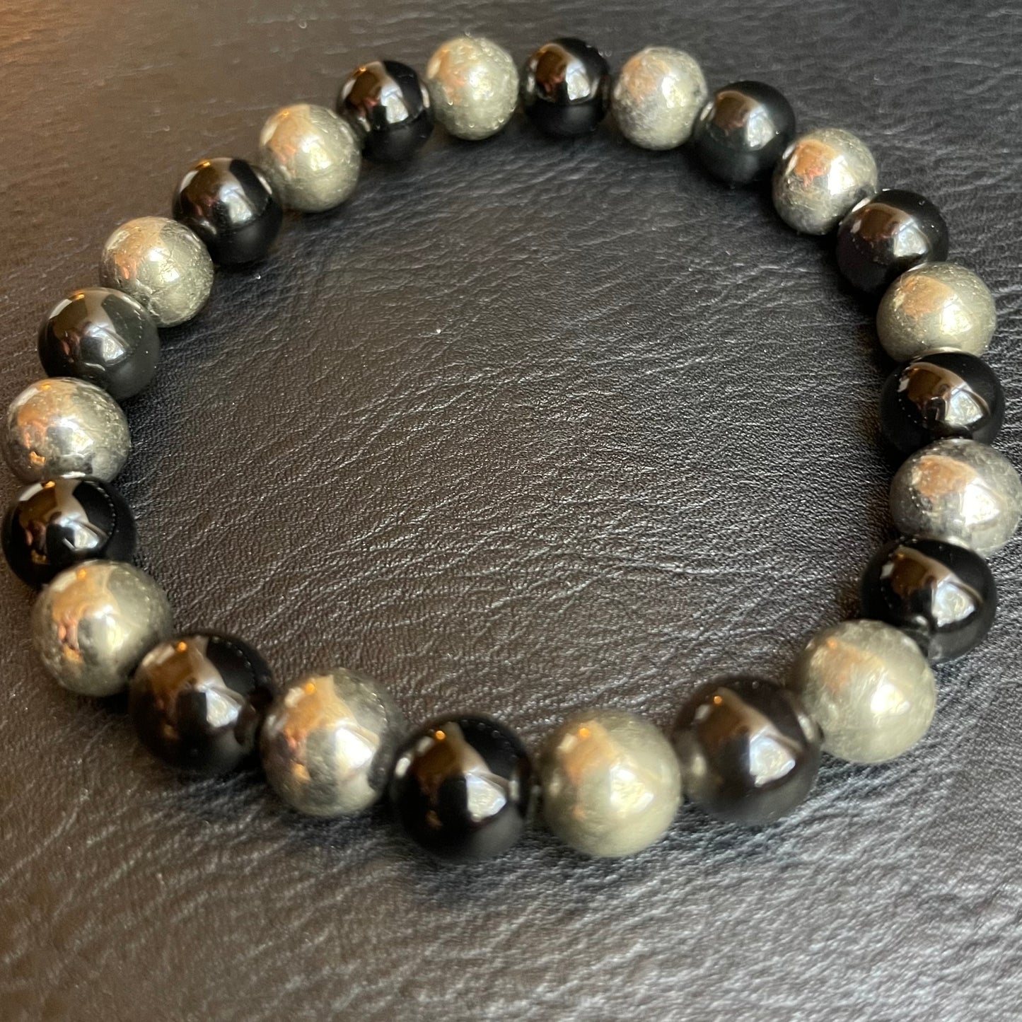Pyrite and Obsidian 8mm