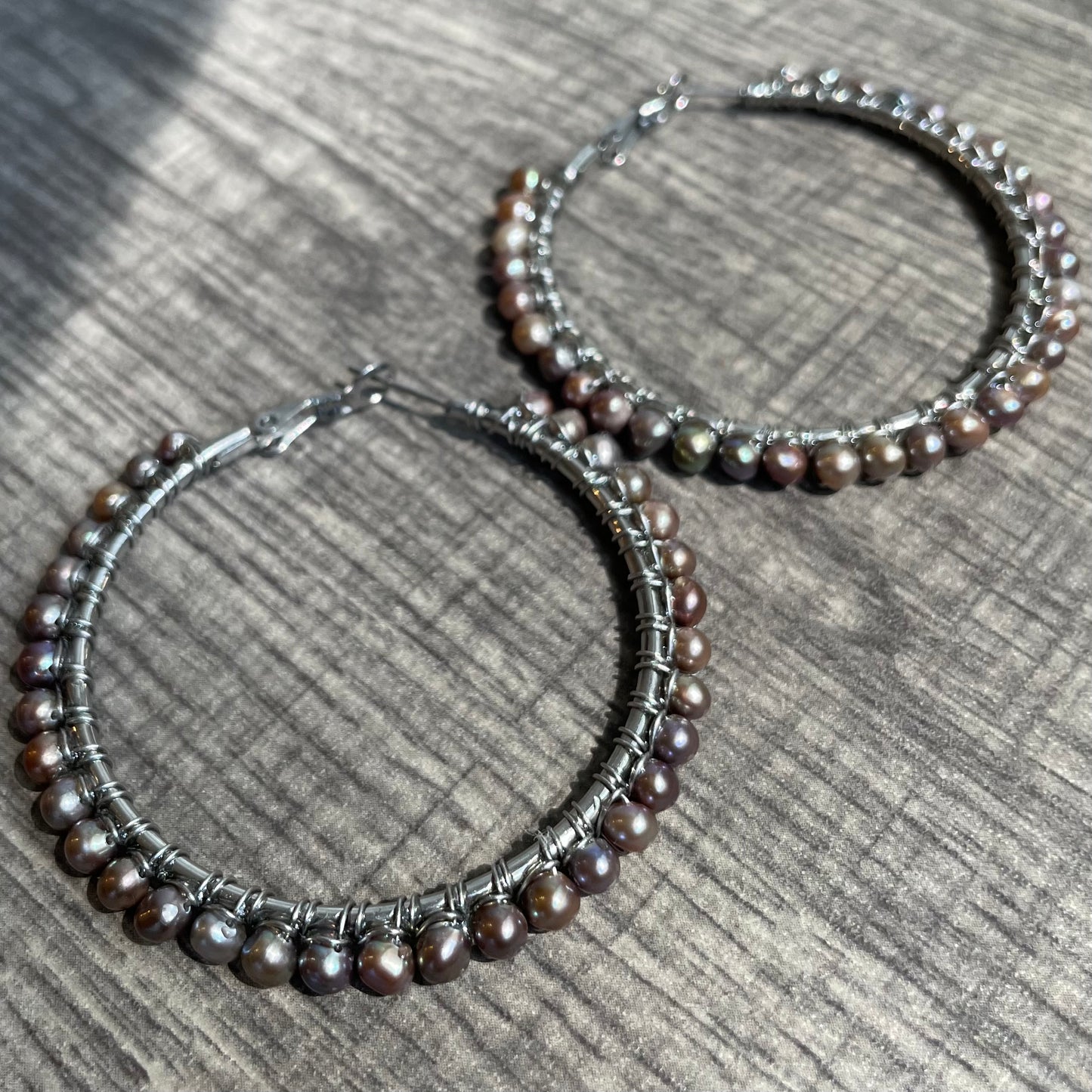 Freshwater pearl hoops