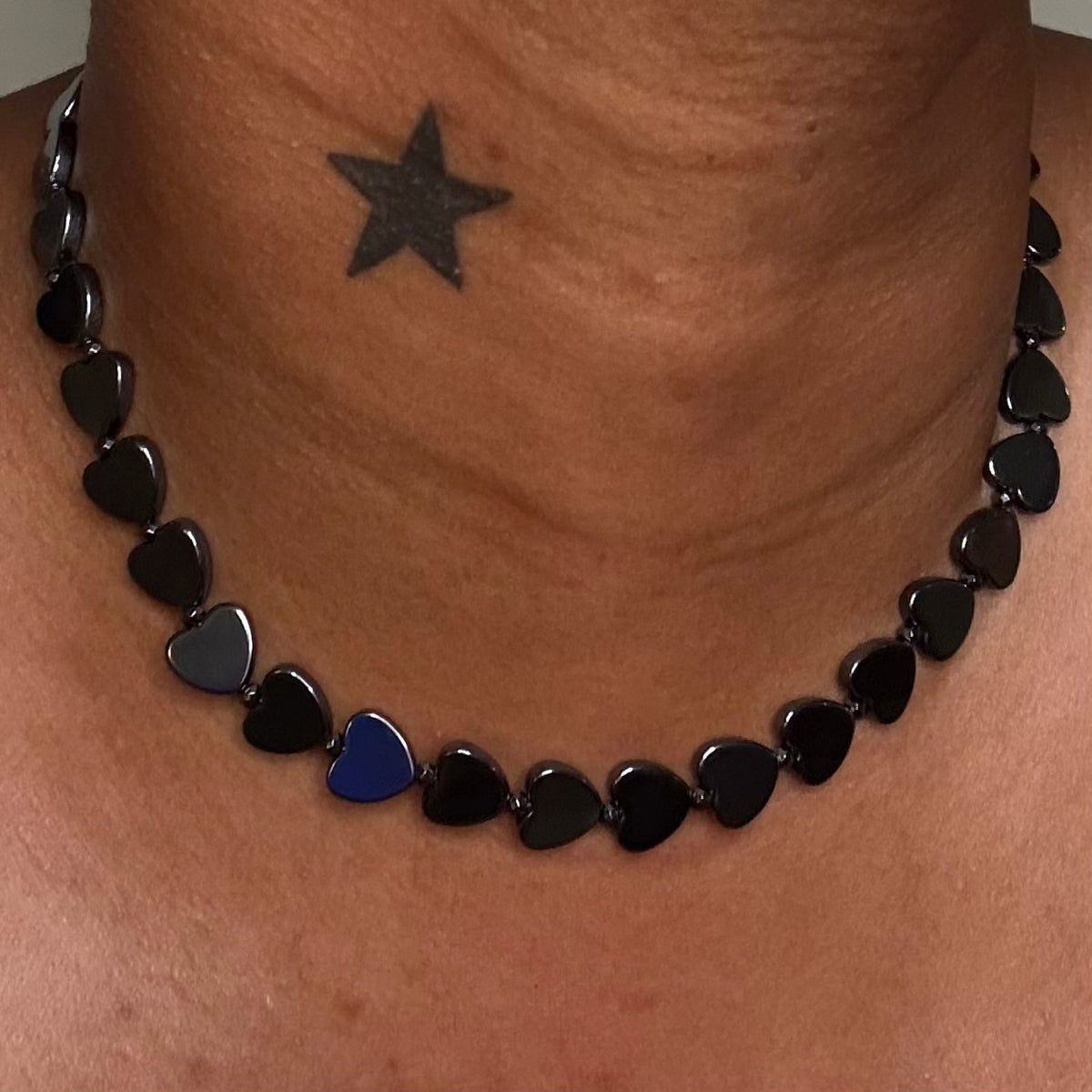 Hematite Hearts 16 inch
