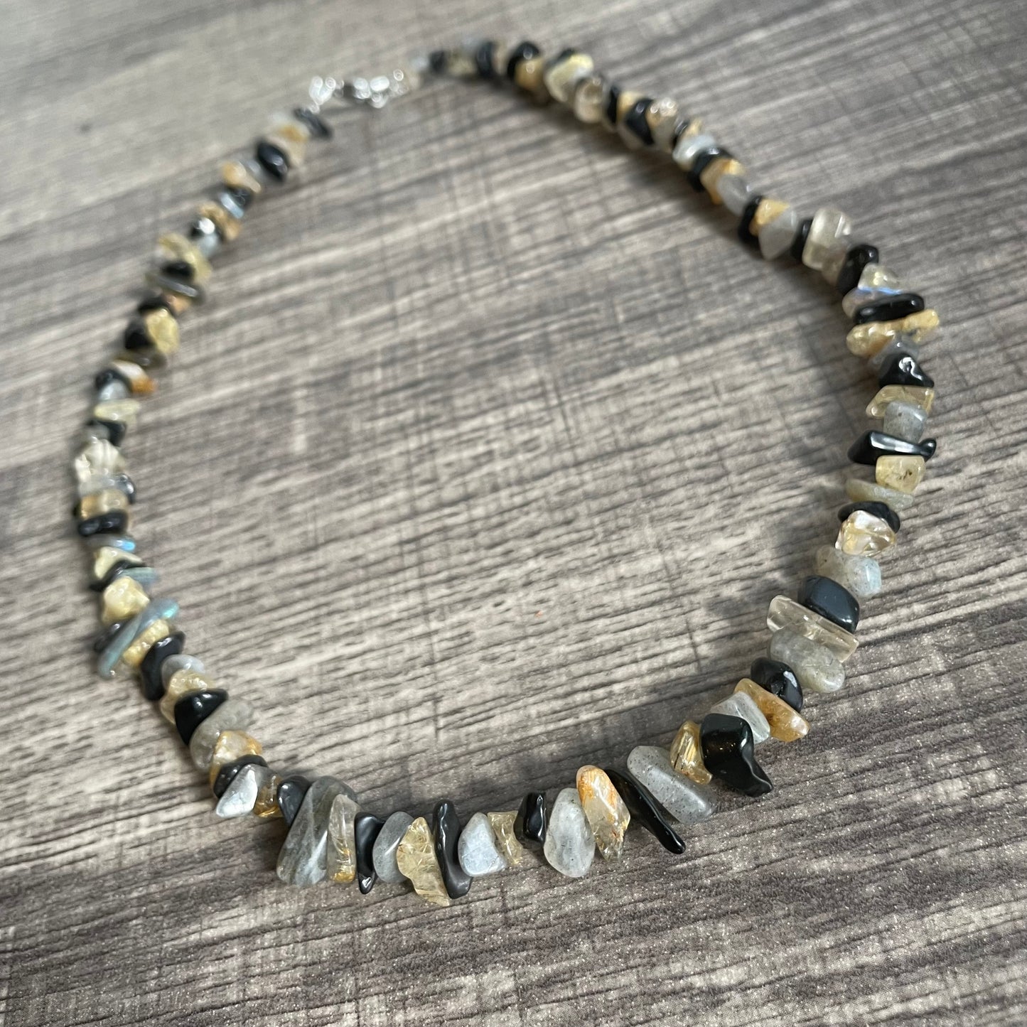 Obsidian, Labradorite, Golden Rutilated Quartz