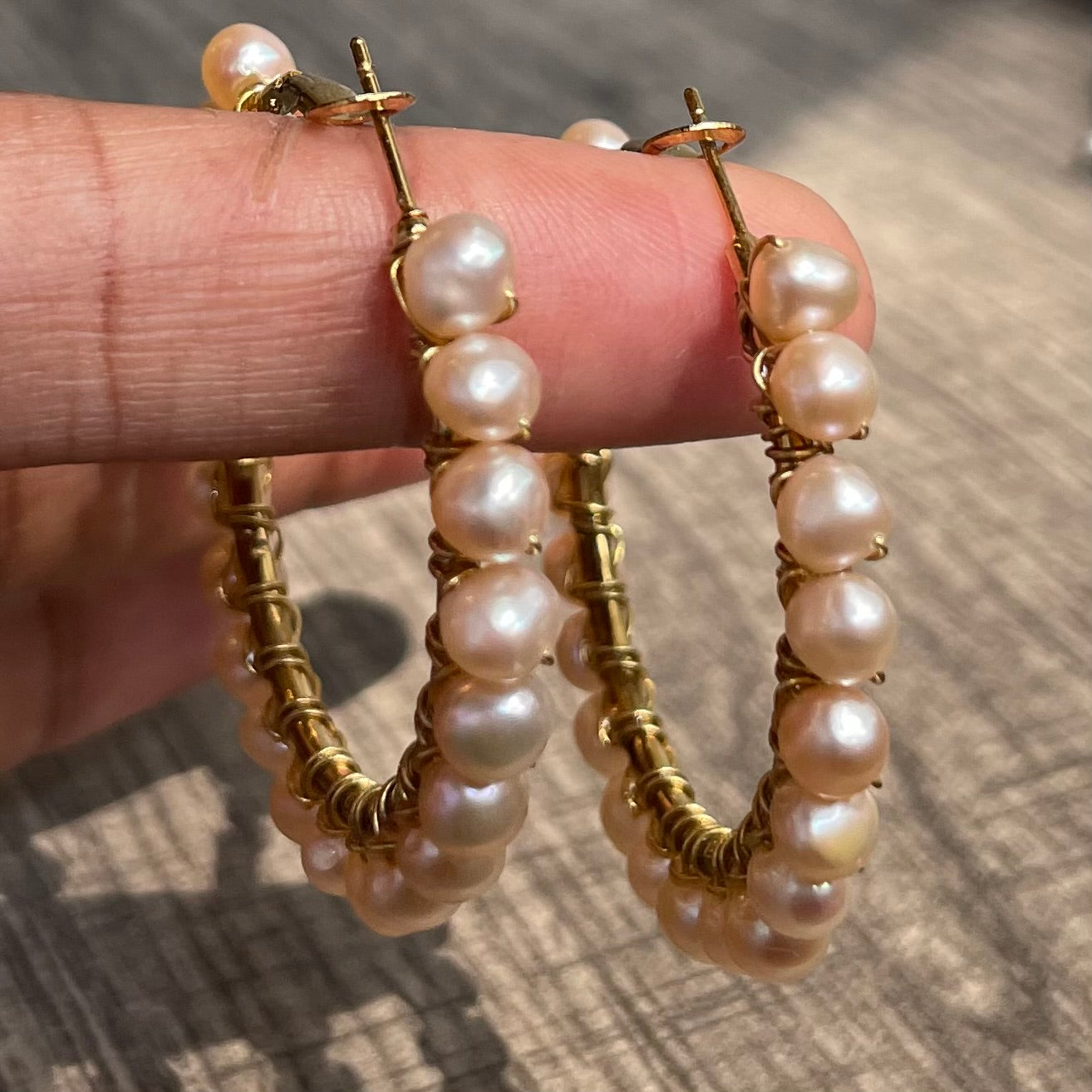Freshwater Pearl hoops