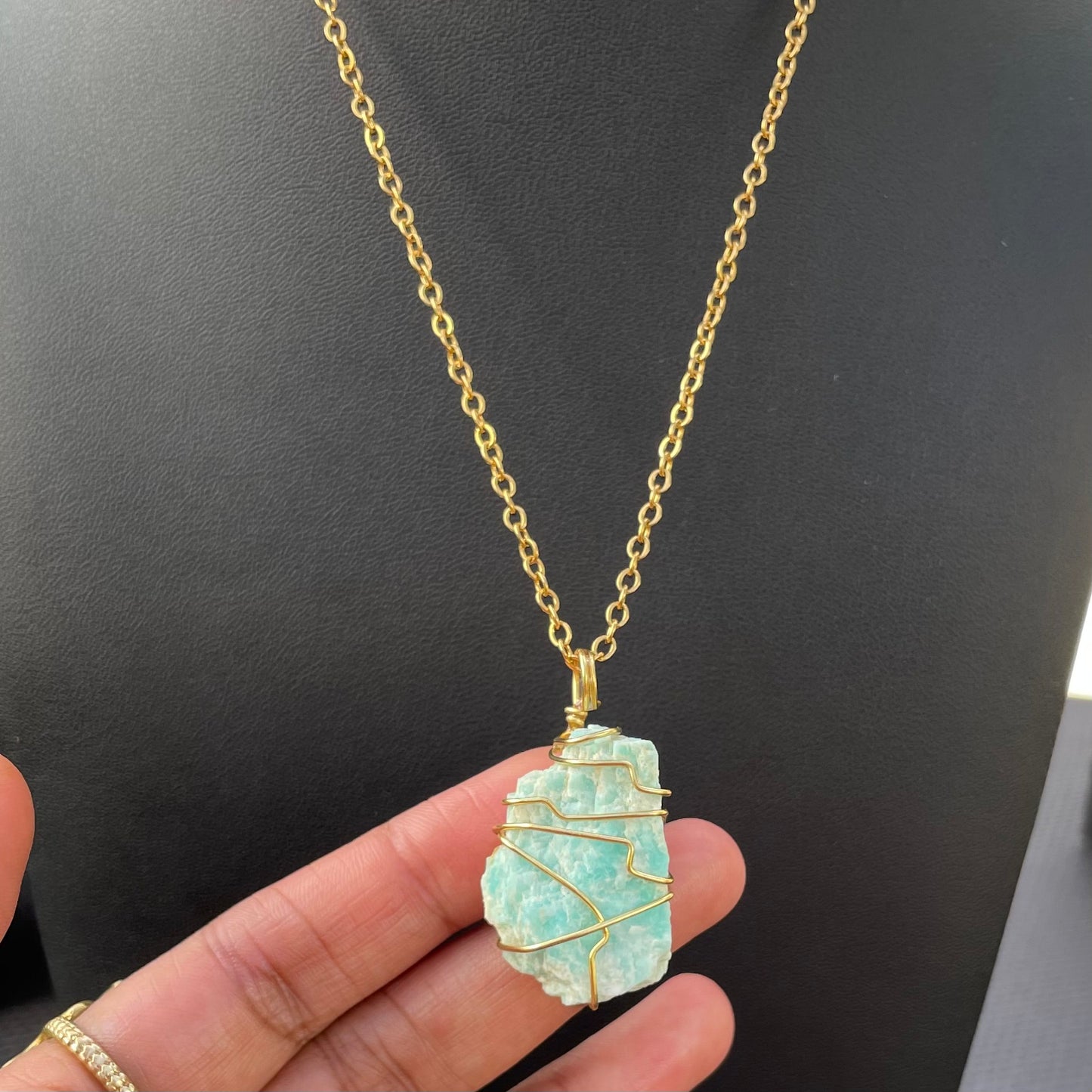 Amazonite wire wrap necklace