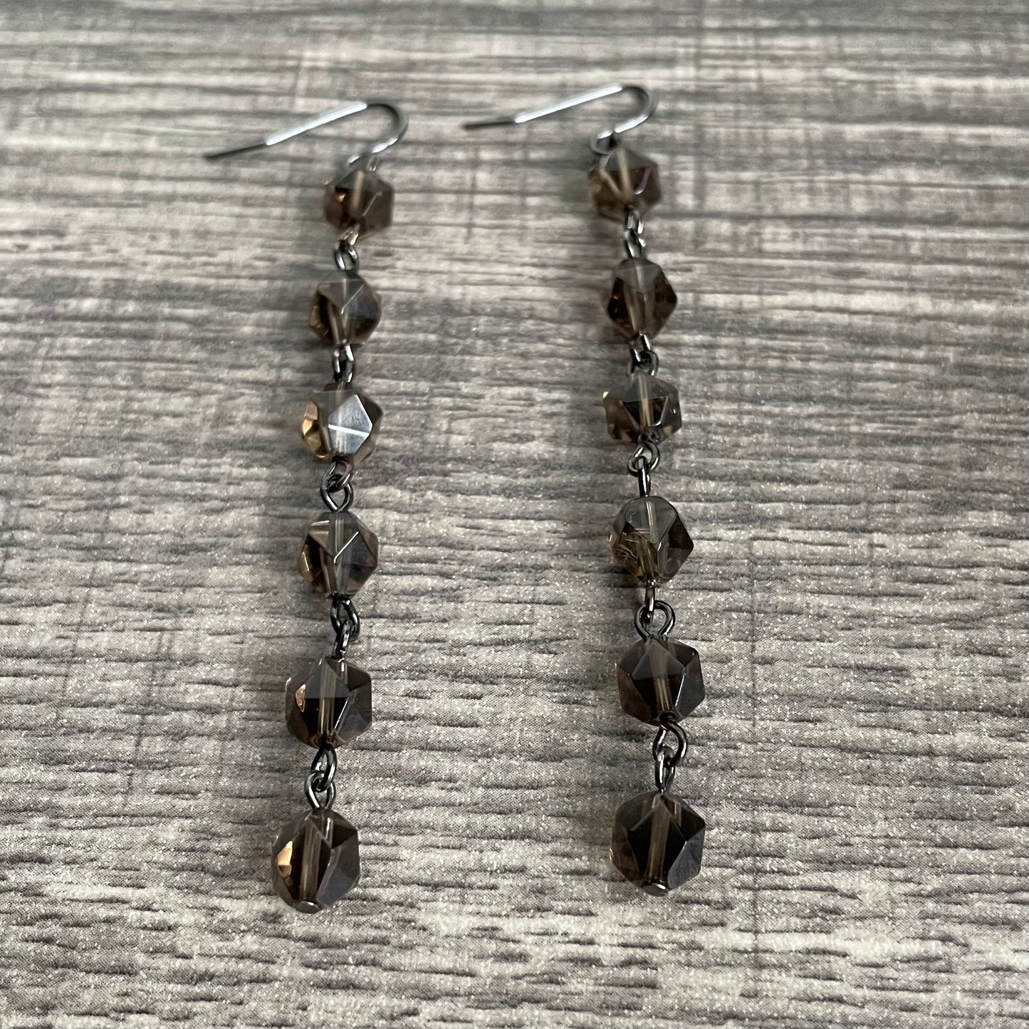 Smoky Quartz star-cut dangles