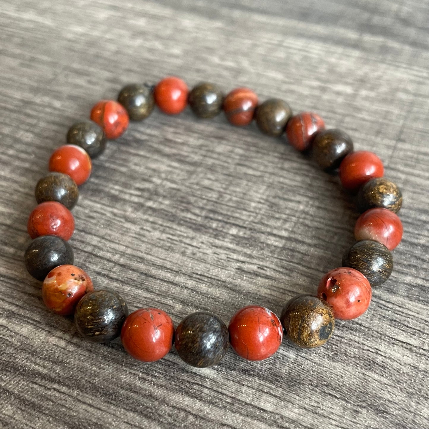 Red Jasper and Bronzite 8mm