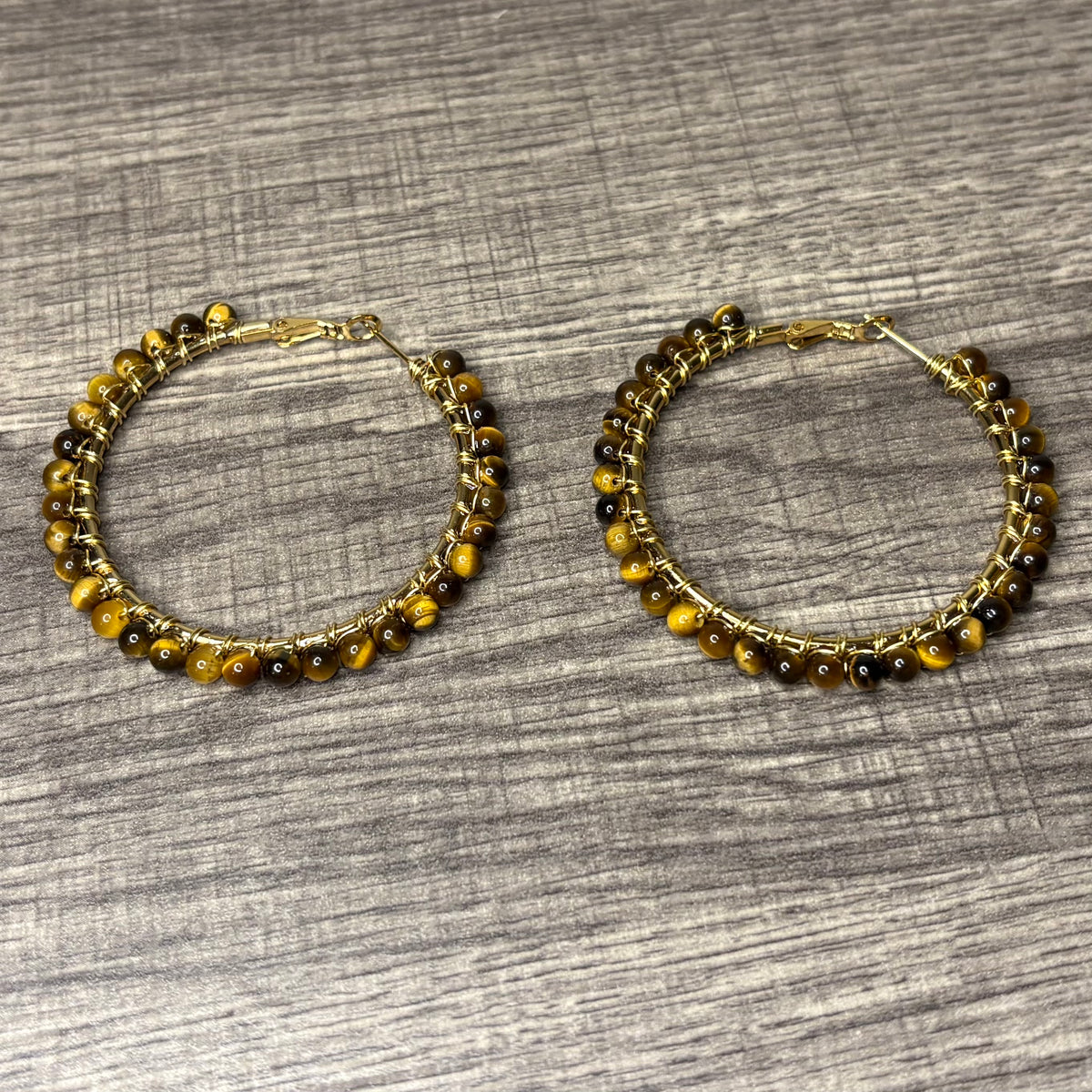 Tigers Eye large hoops