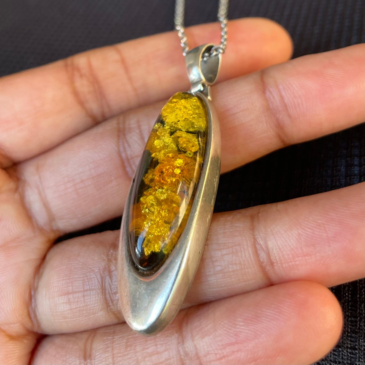 Amber Sterling pendant