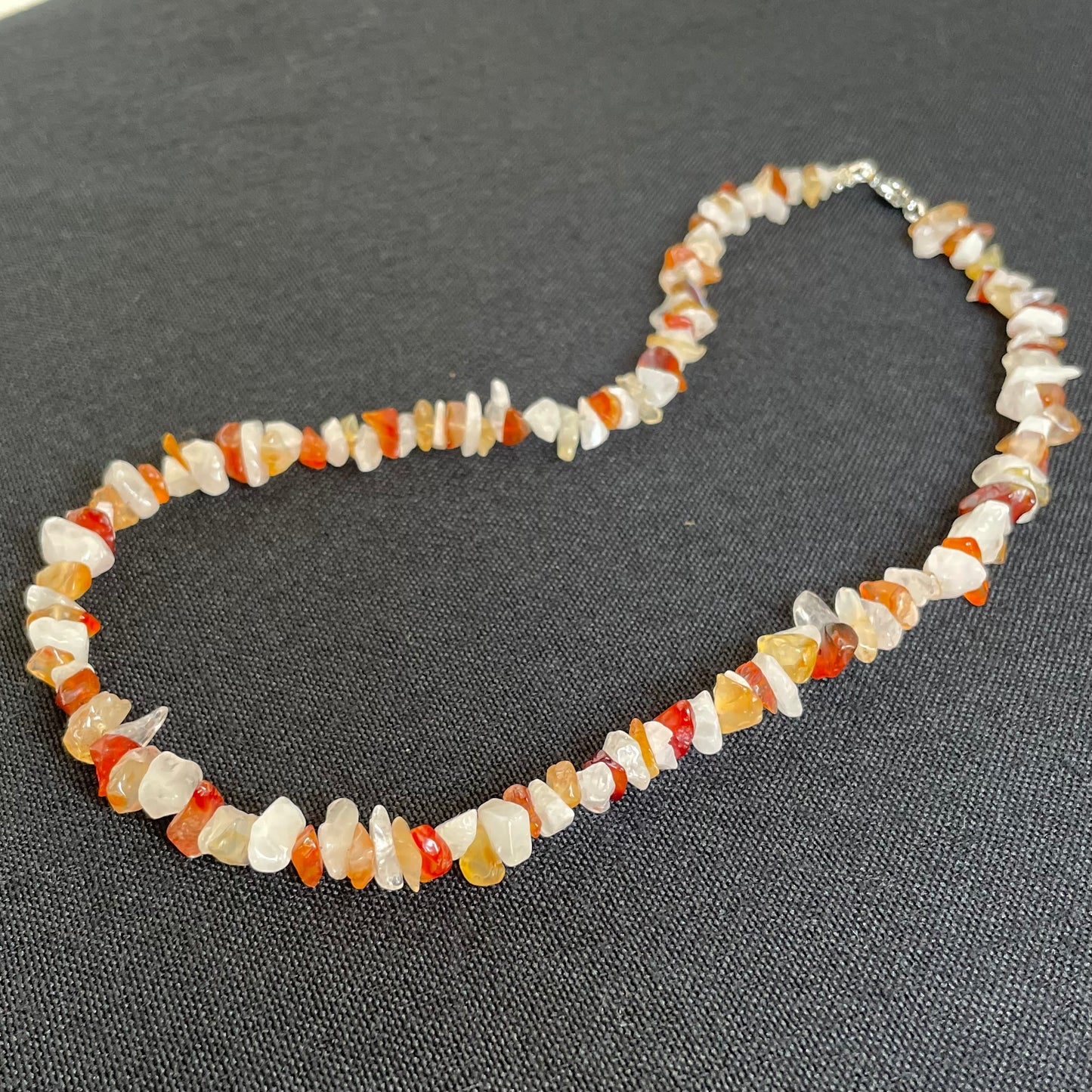 Carnelian and Rose Quartz chip necklace