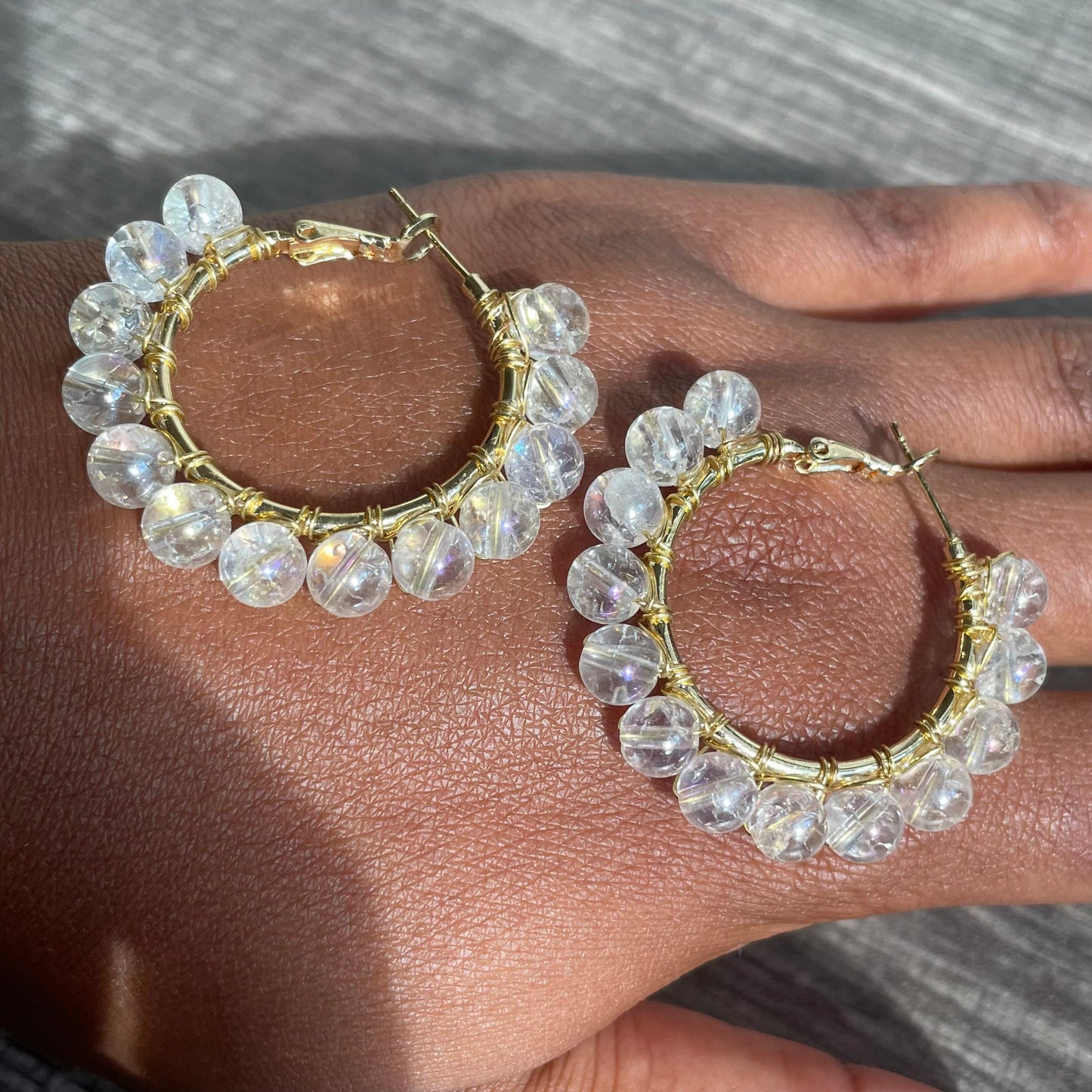 Rainbow Crystal hoops