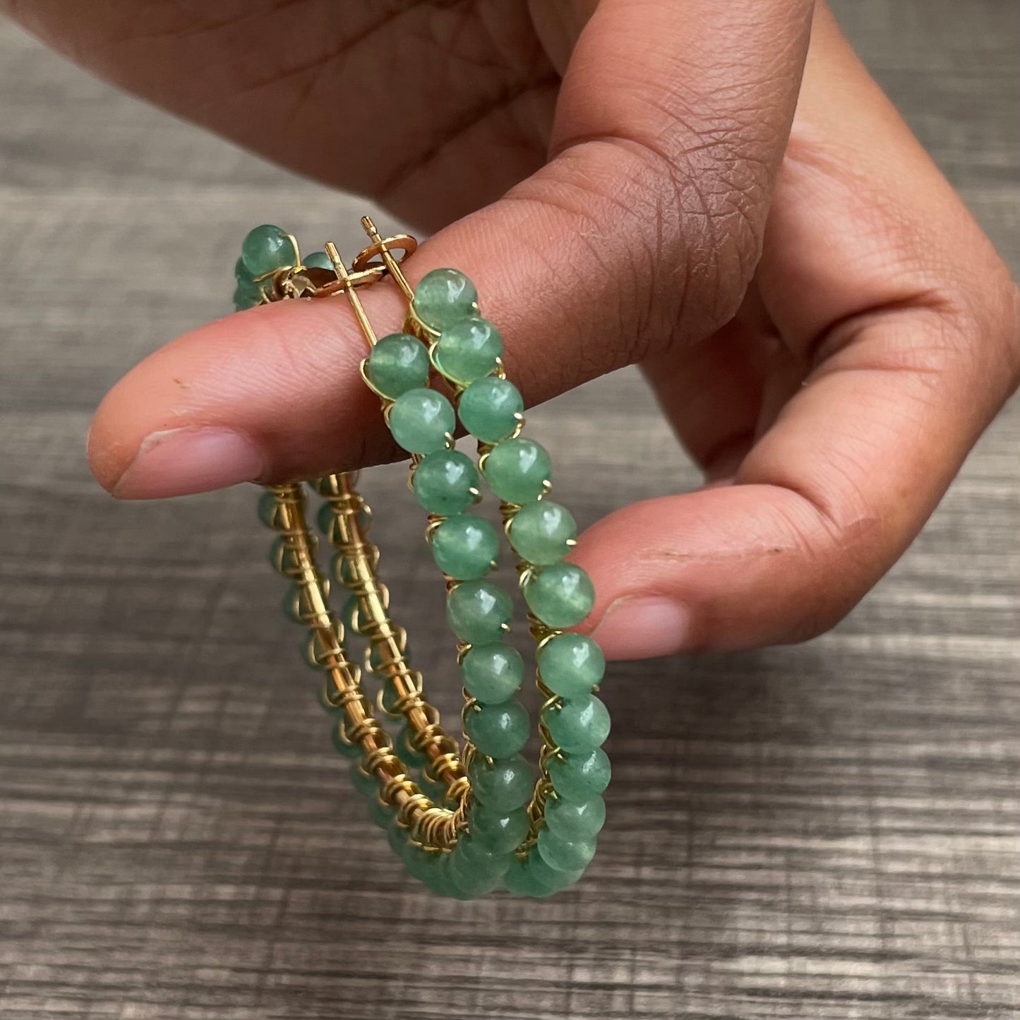 Aventurine large hoops