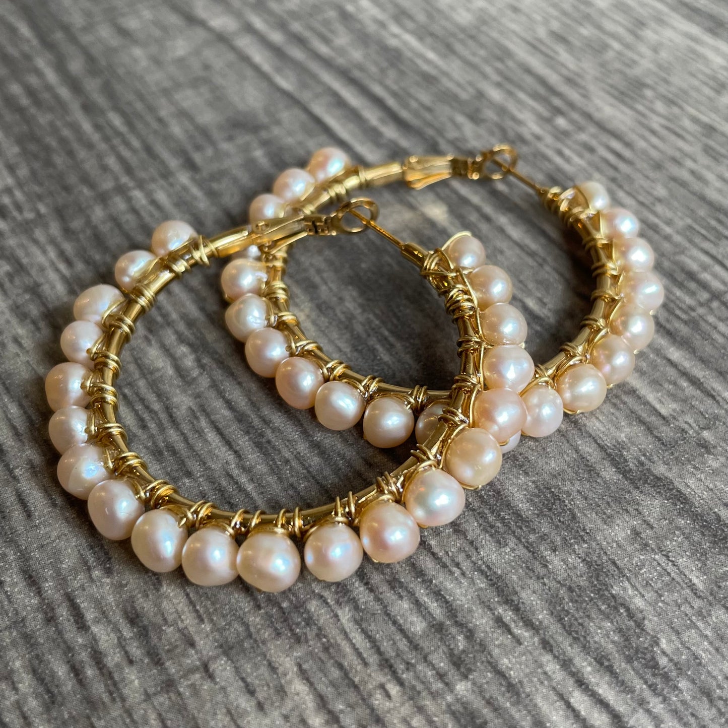 Freshwater Pearl hoops