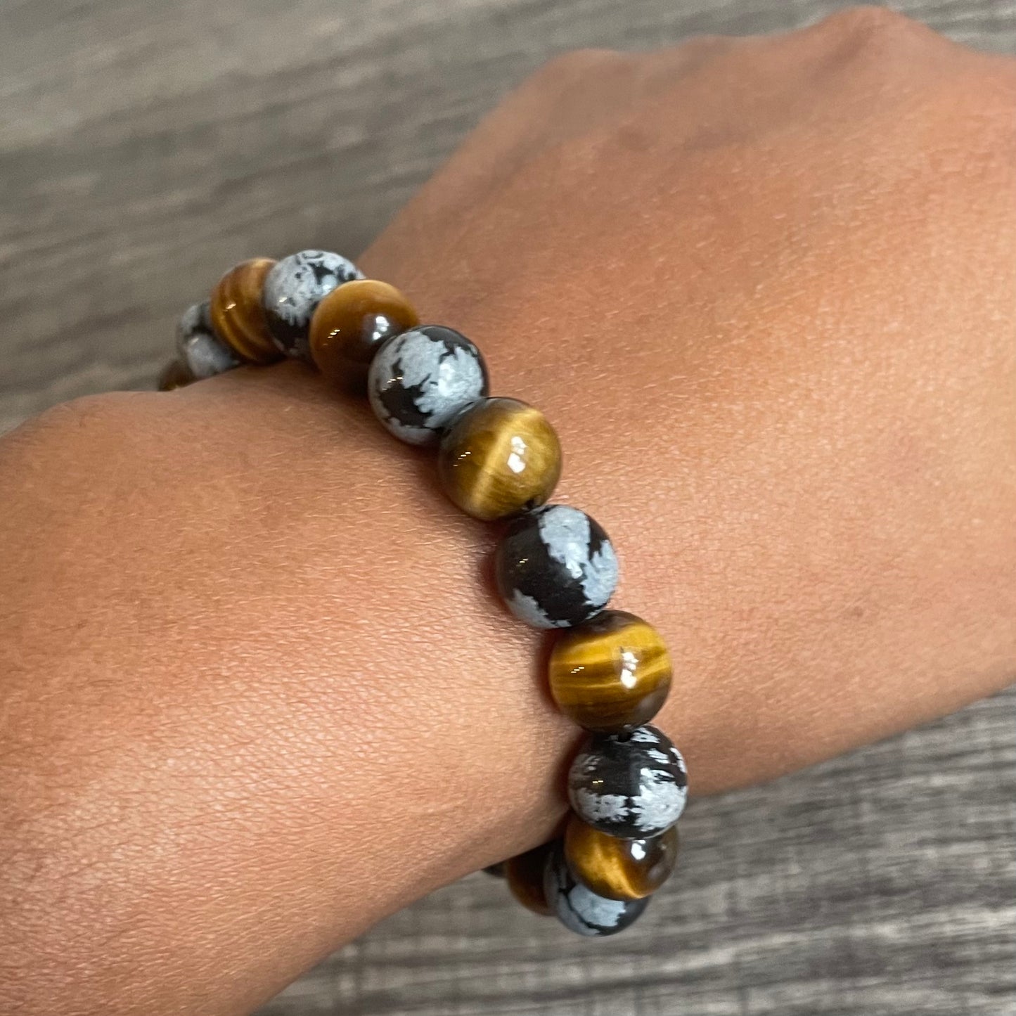 Tigers Eye and Snowflake Obsidian 10mm