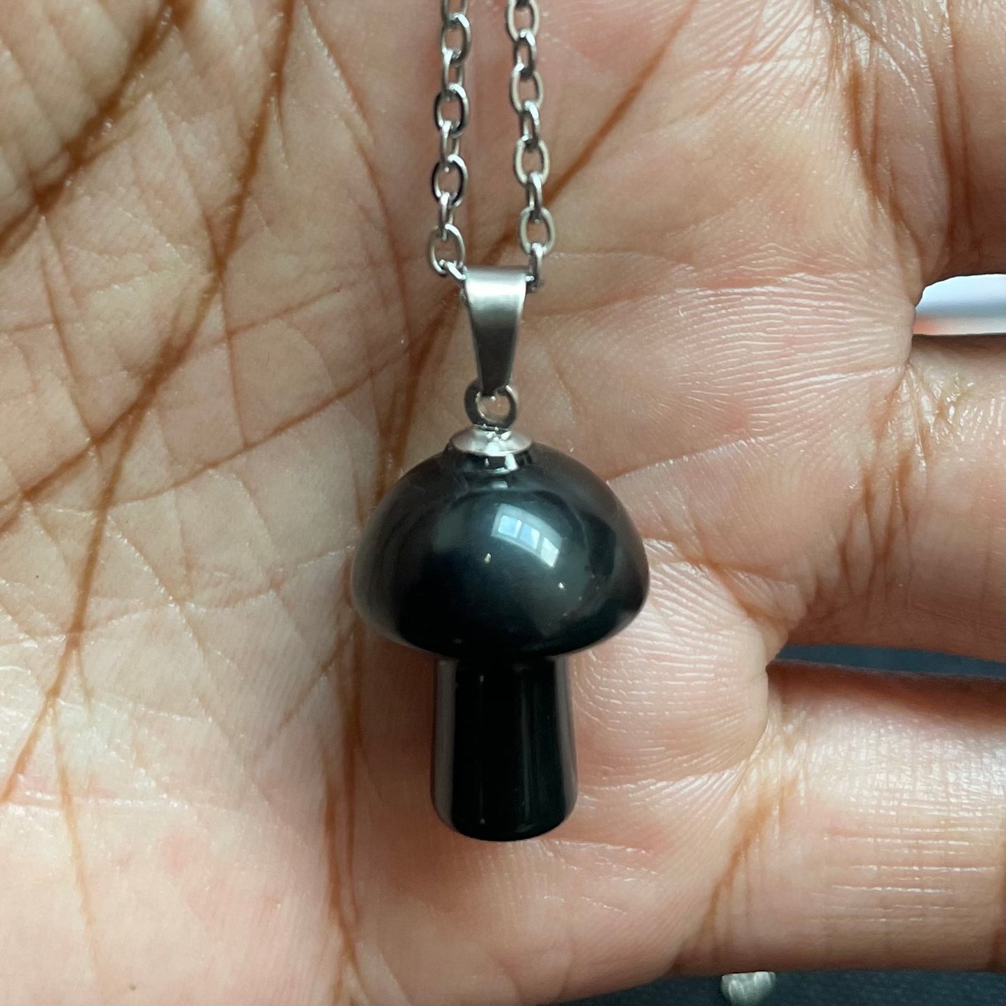 Obsidian gemstone mushroom