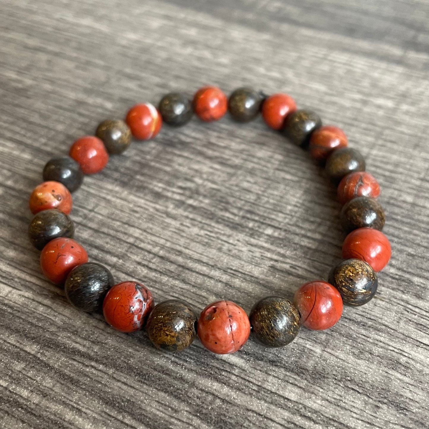 Red Jasper and Bronzite 8mm