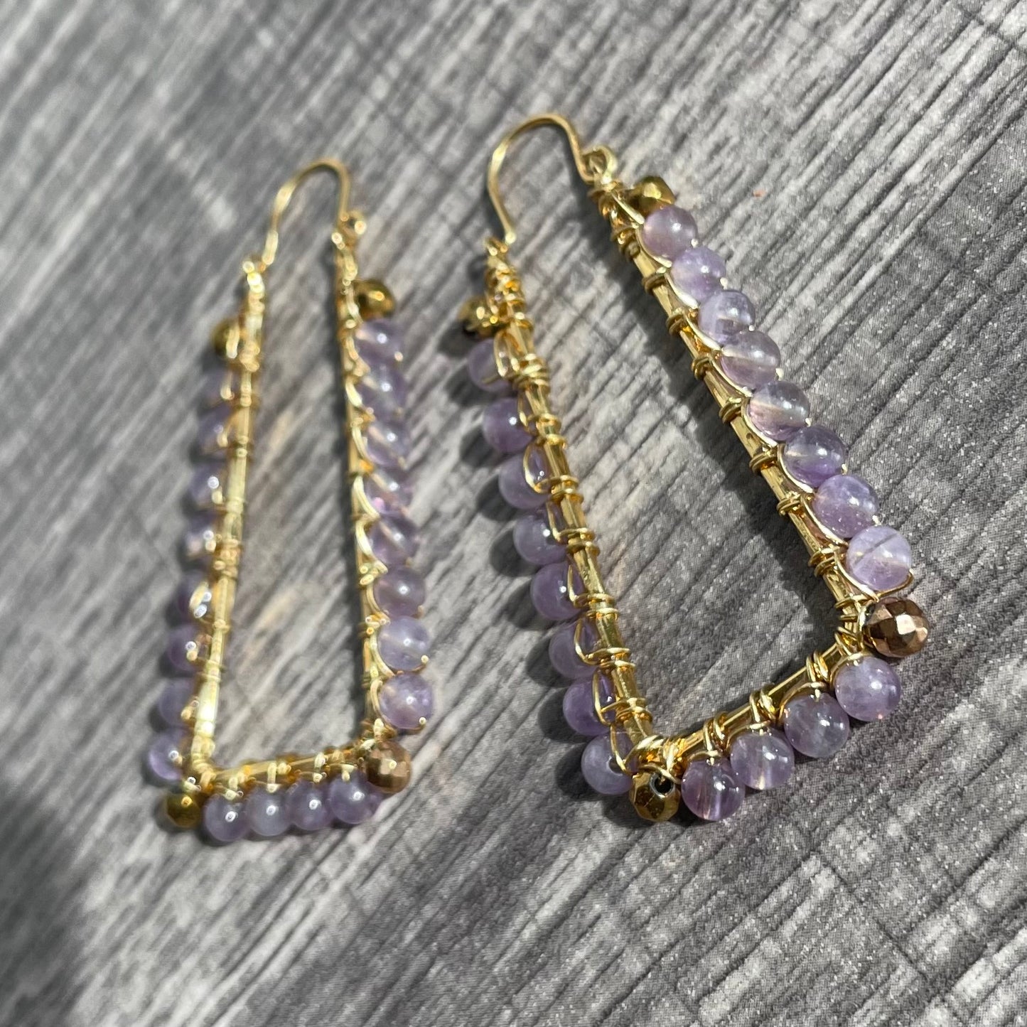 Amethyst Rectangular Hoops