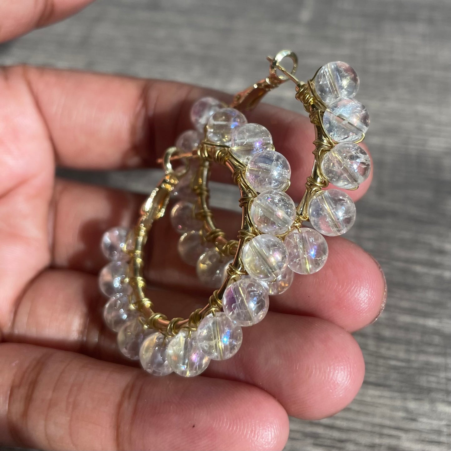Rainbow Crystal hoops