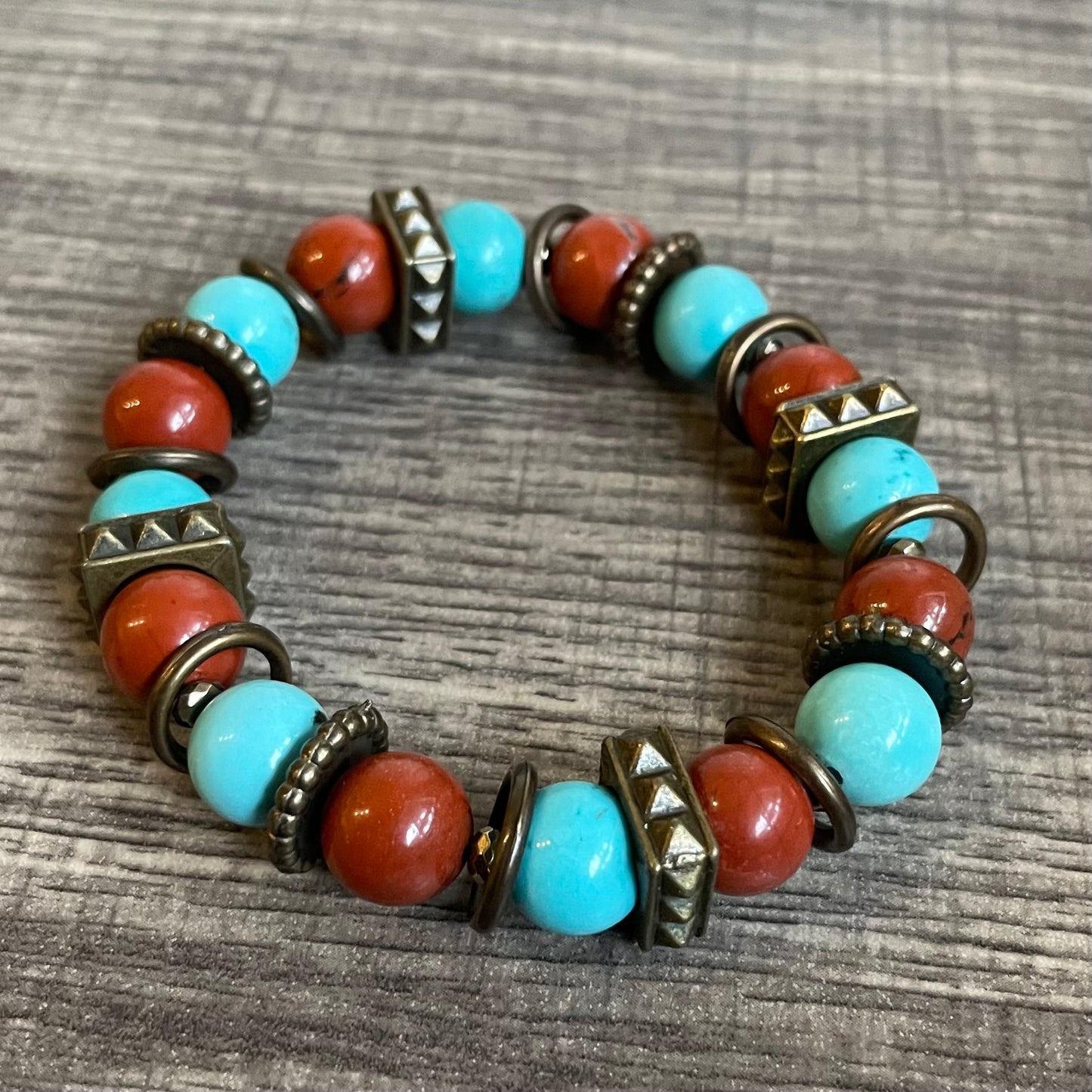 Red Jasper + Turquiose/Howlite 10mm