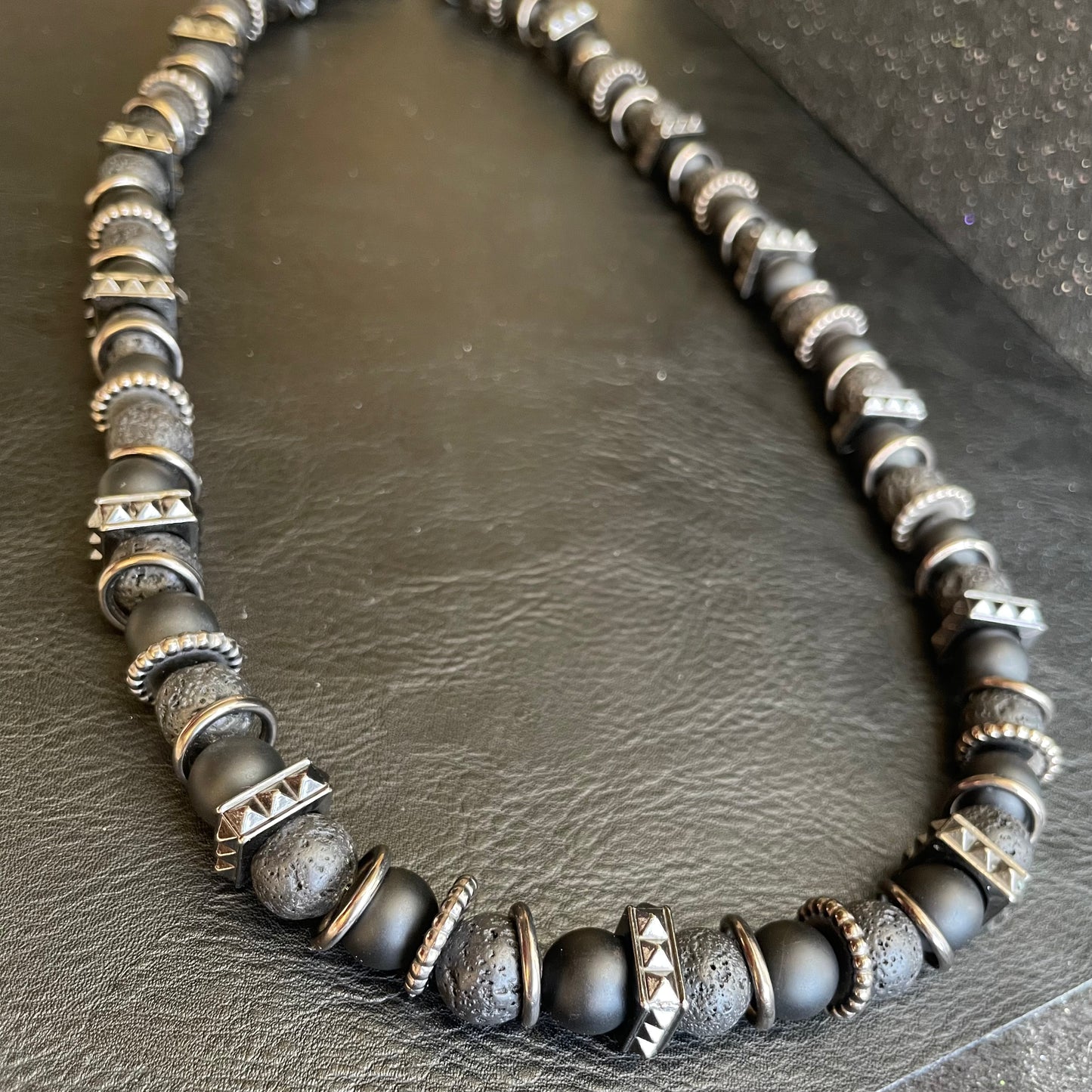 Lava Stone and Black Onyx 24 inch 10mm