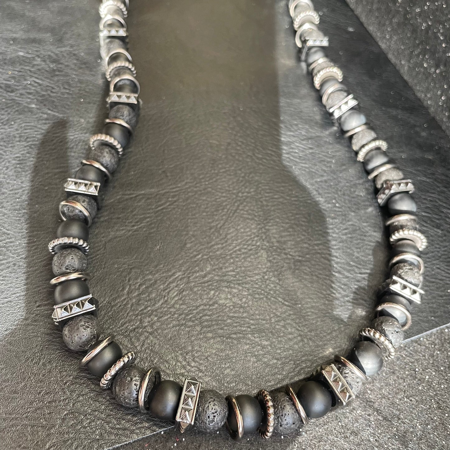 Lava Stone and Black Onyx 24 inch 10mm