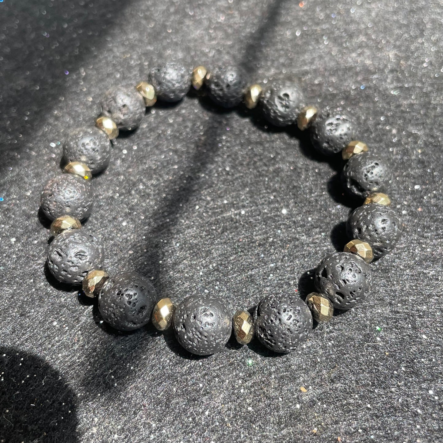 Lava stone with gold accents