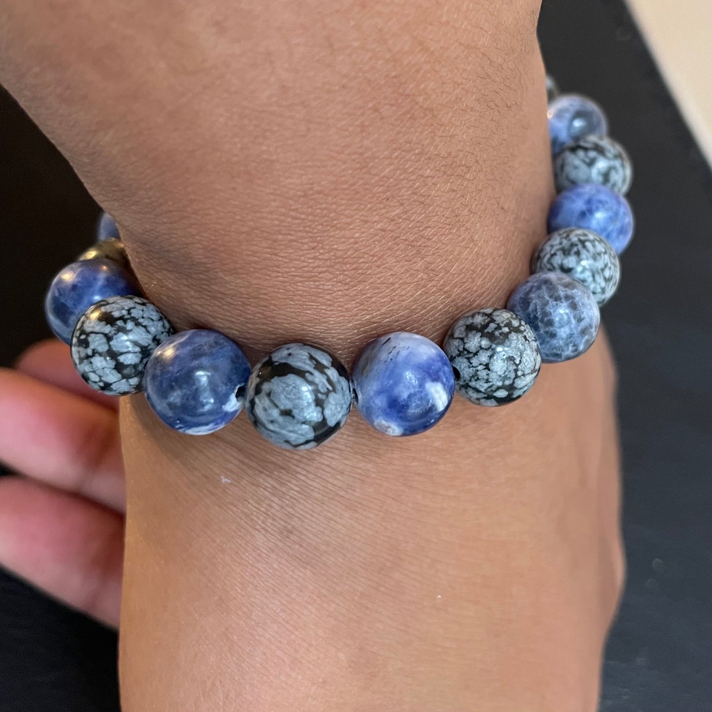 Snowflake Obsidian and Sodalite 10mm
