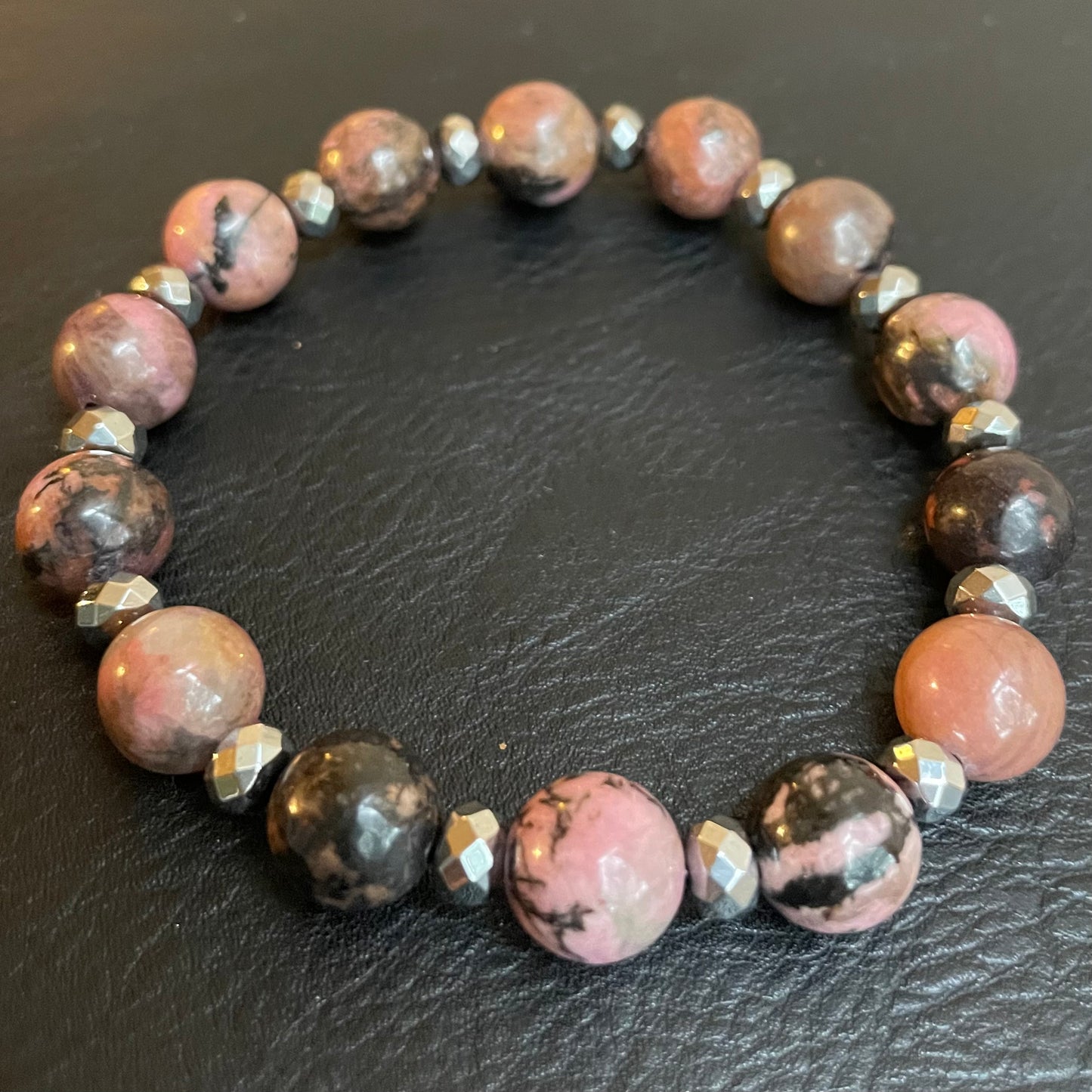 Black Striped Rhodochrosite 10mm