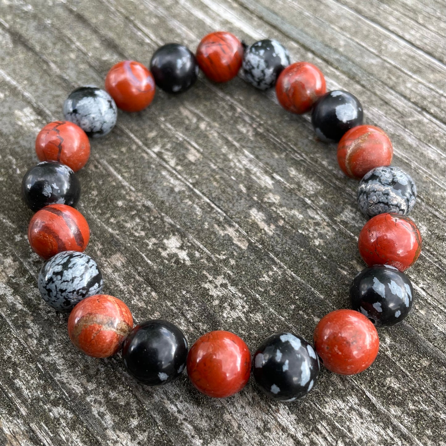 Red Jasper and Snowflake Obsidian 10mm