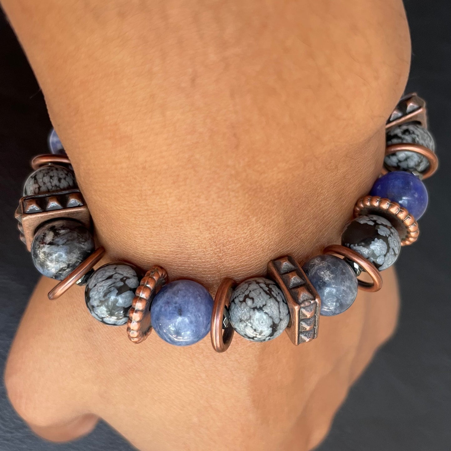 Sodalite and Snowflake Obsidian 10mm