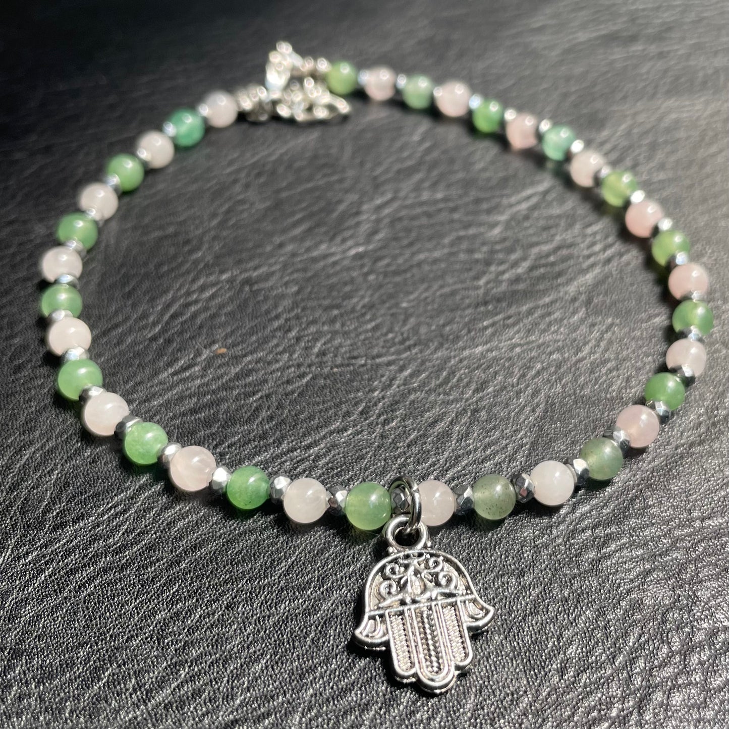 Aventurine and Rose Quartz with Hamsa