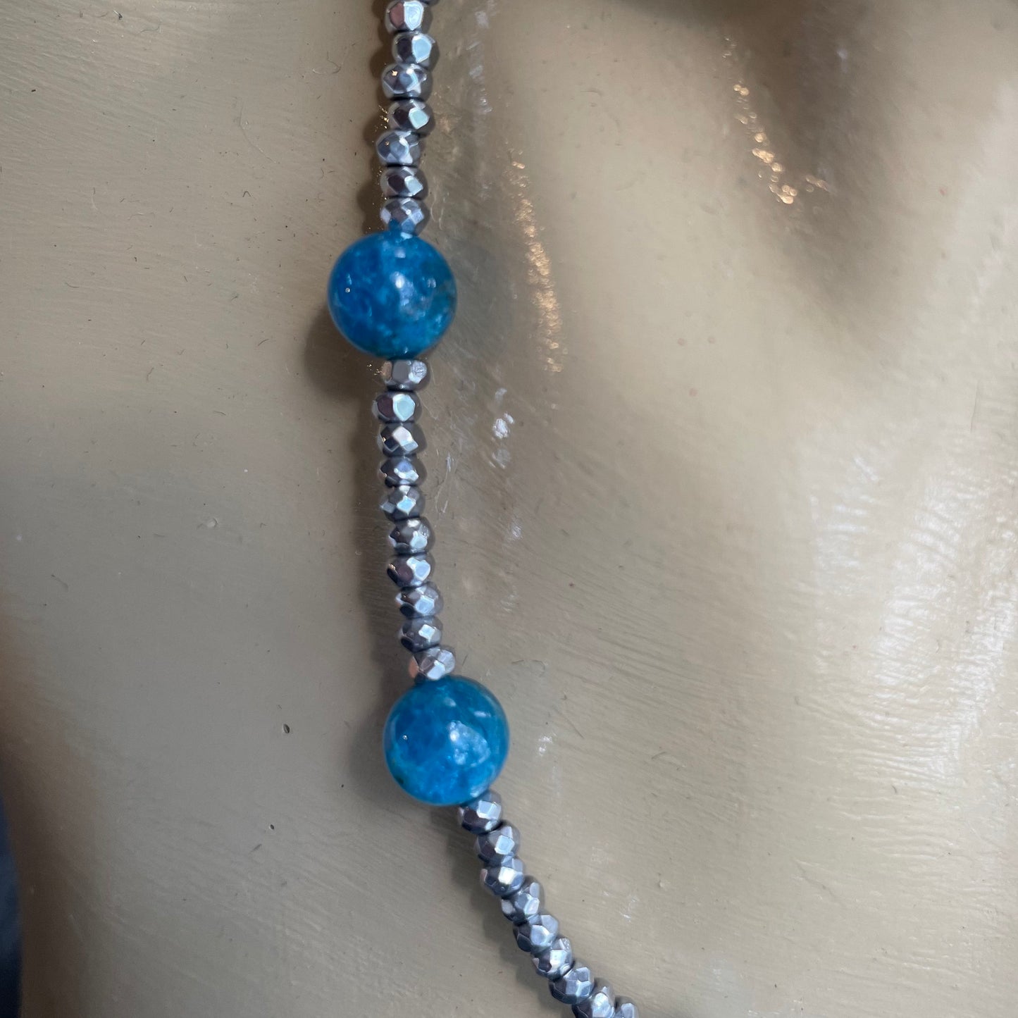 Blue Apatite and Titanium Accents 18 inch