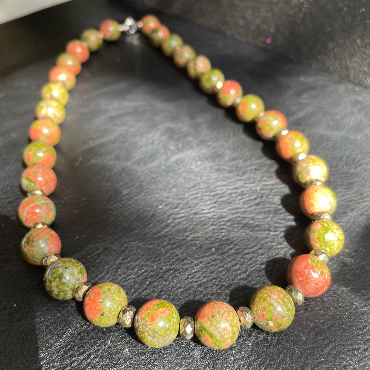 Unakite 12mm, 18 inch necklace