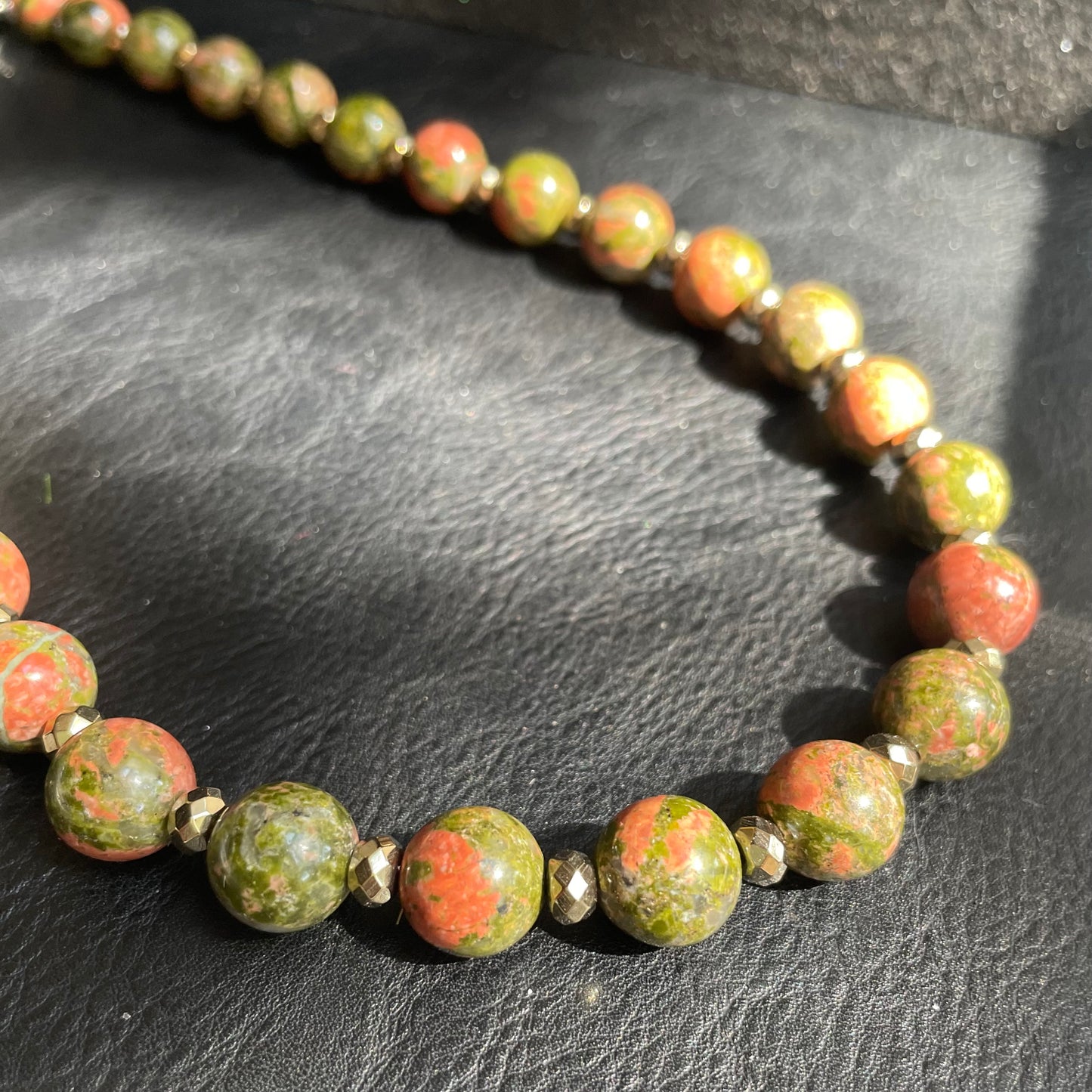 Unakite 12mm, 18 inch necklace
