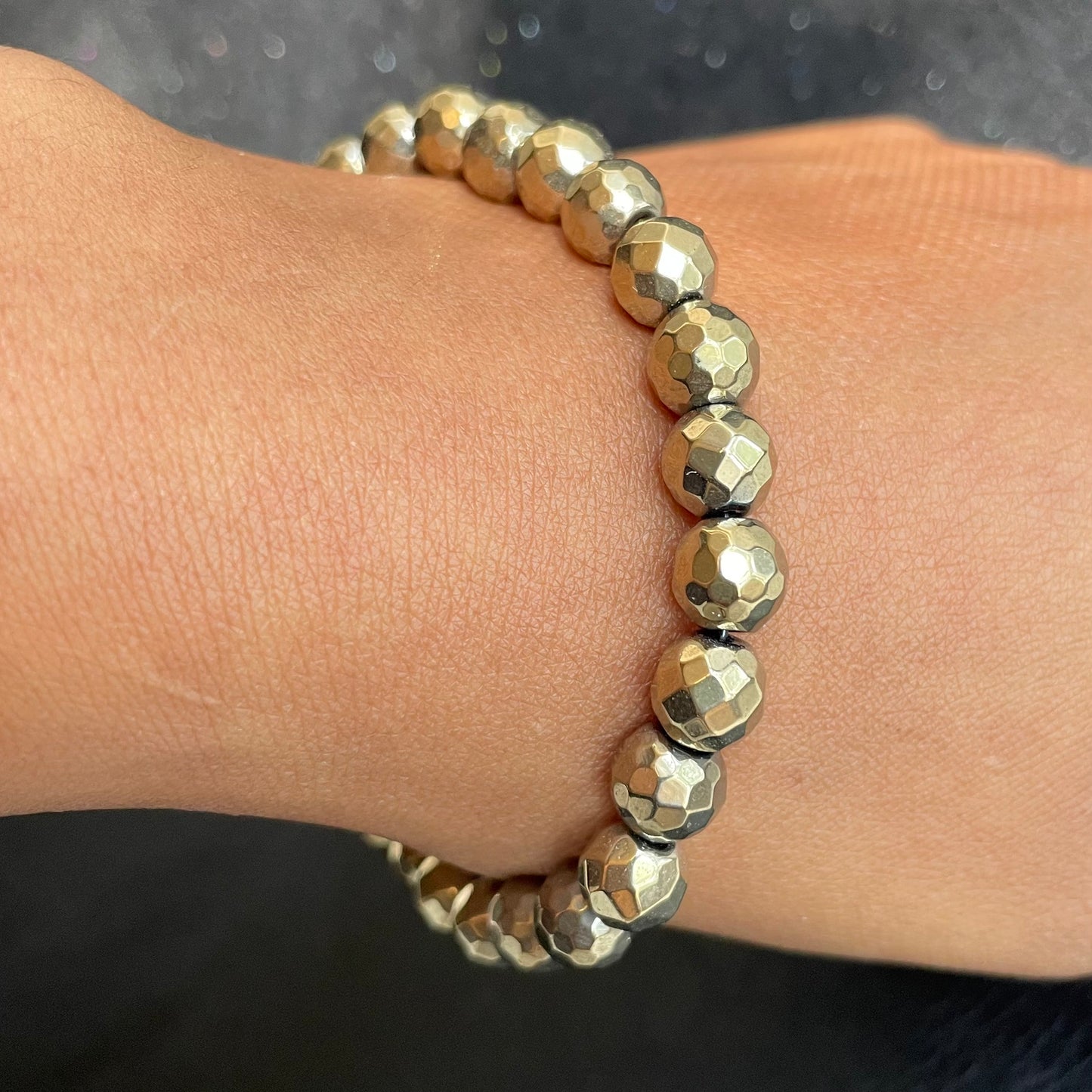 Pyrite Titanium Hematite 8mm
