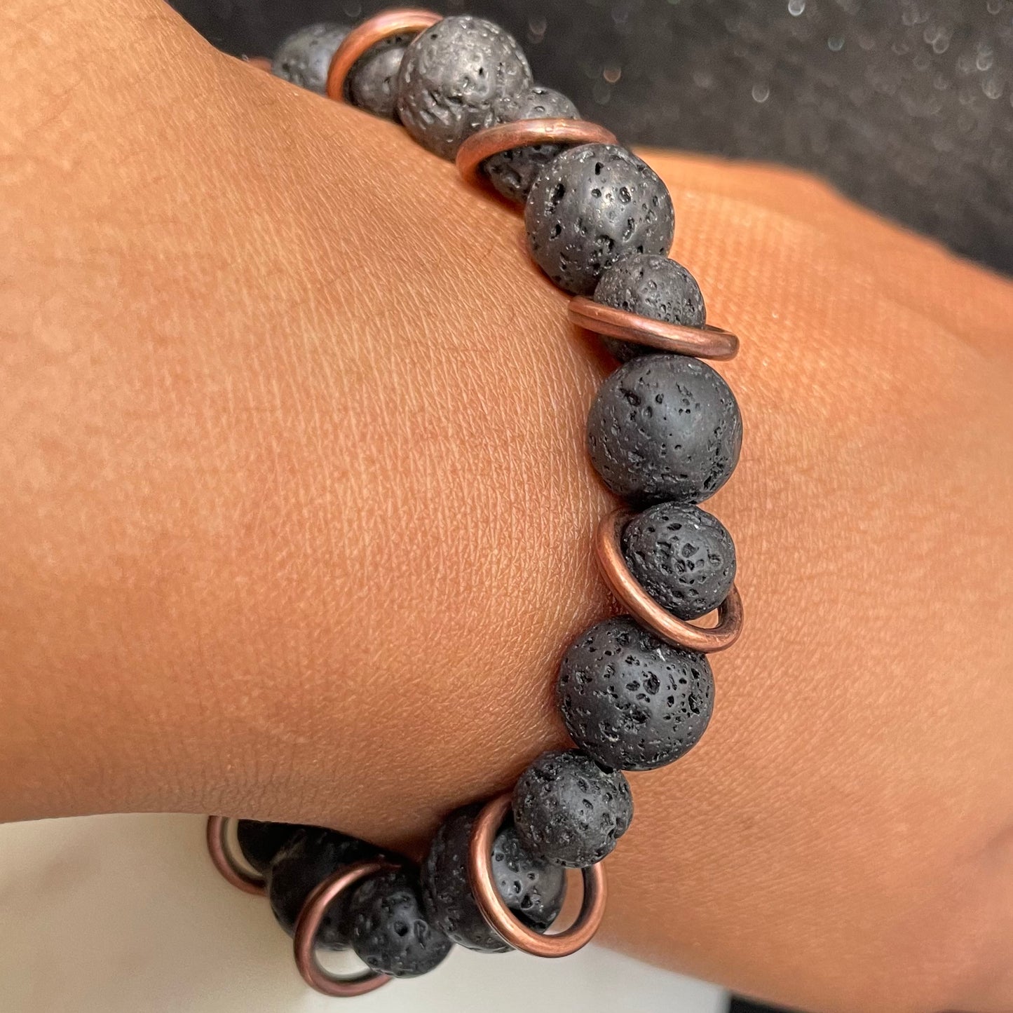 Lava Stone Copper Rings 10mm