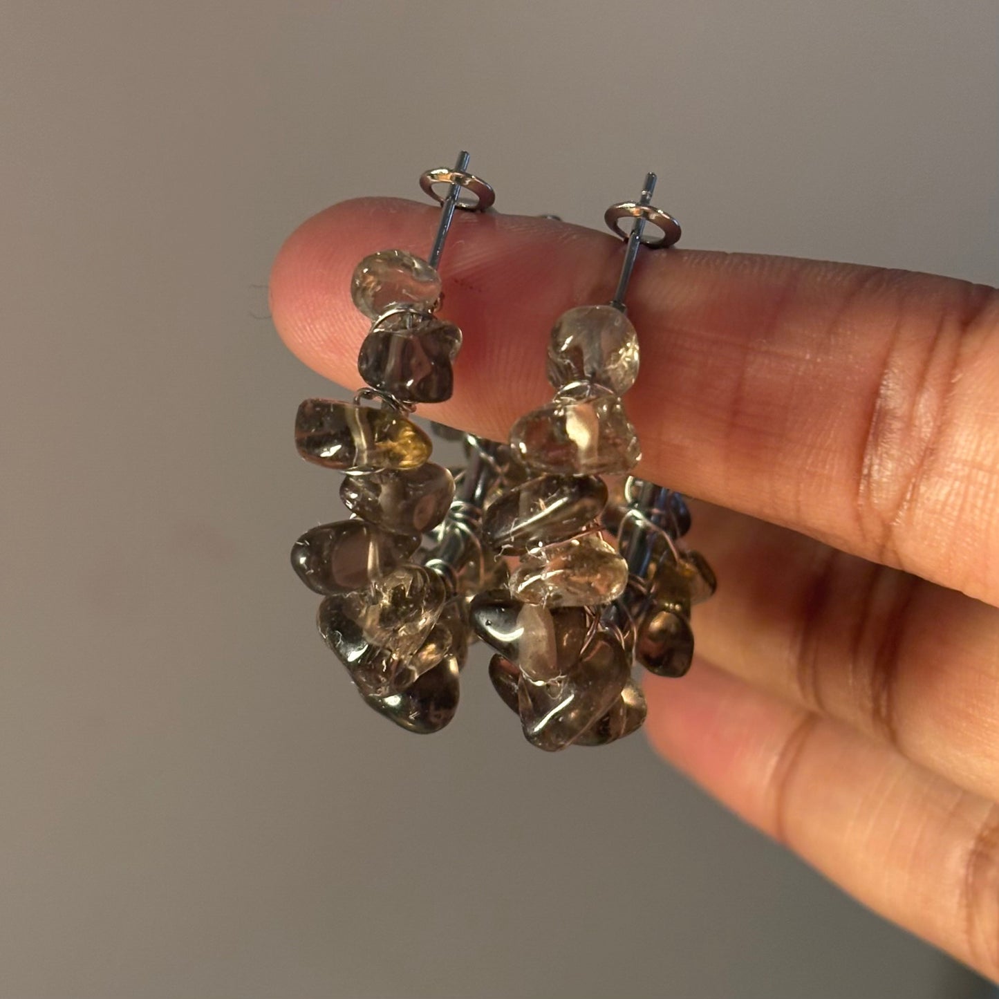 Smoky Quartz hoops